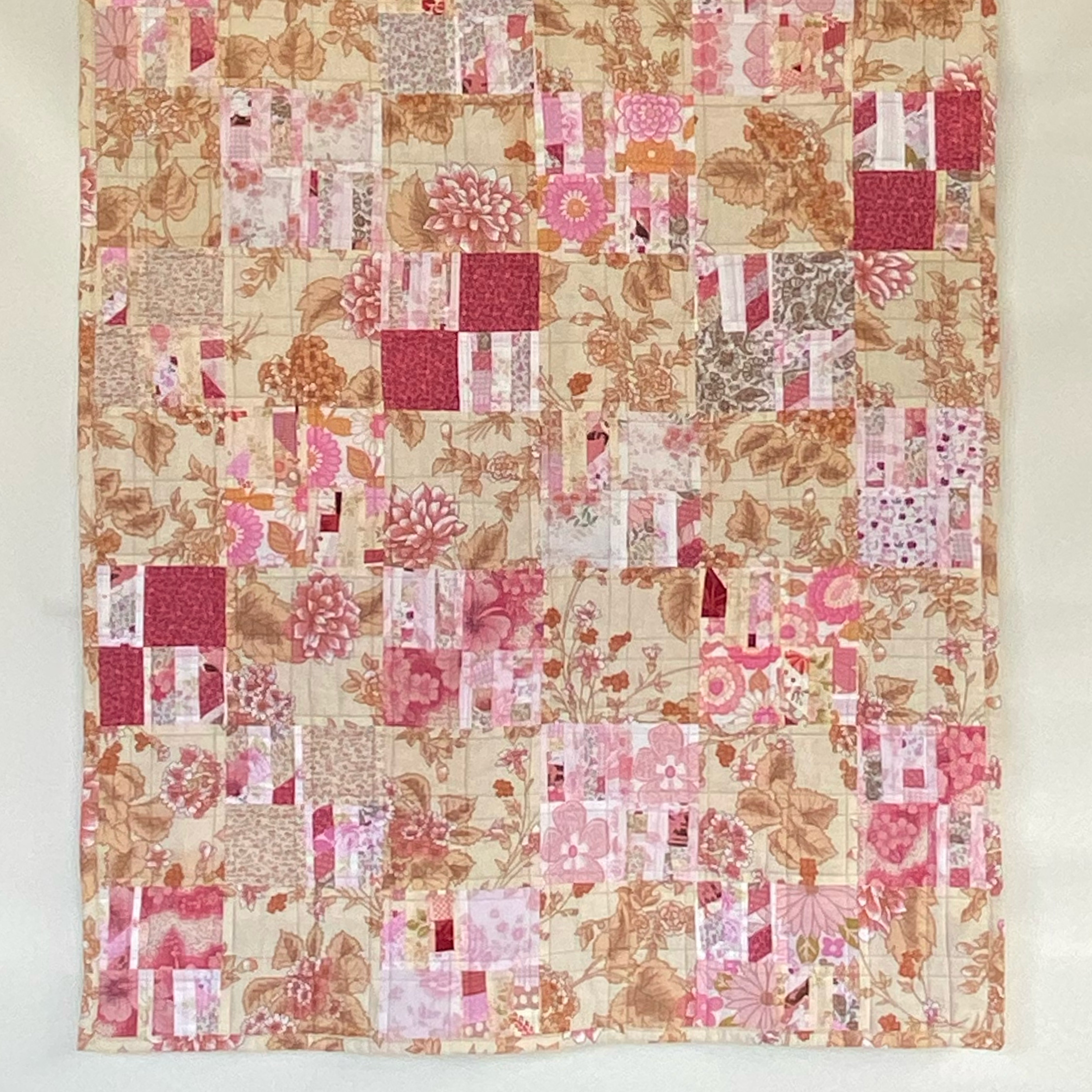 Blush and Bark Handmade Quilt Upcycled Vintage Fabrics & Wool Blanket