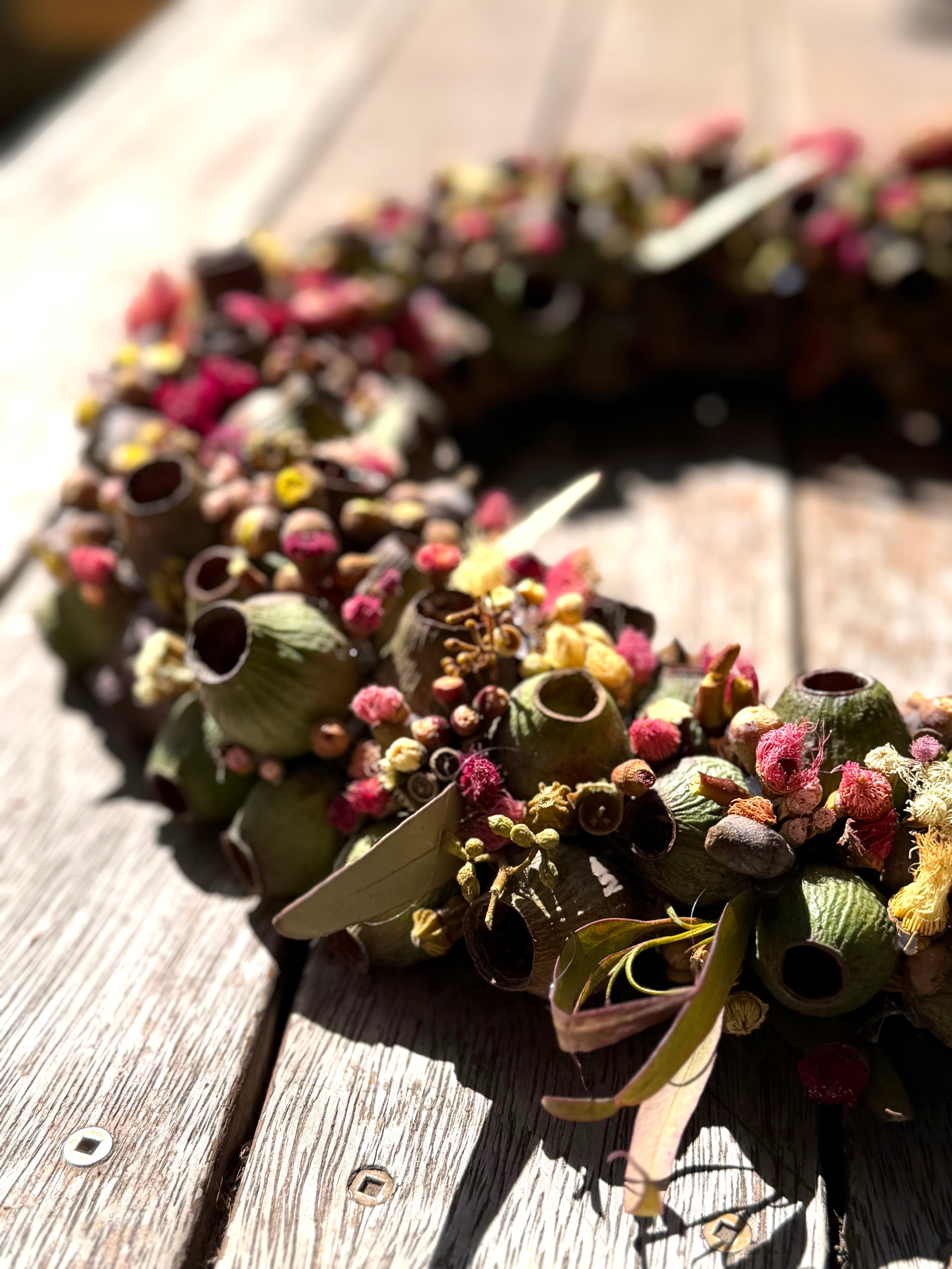 Australian Gumnut Wreath | Handmade Native Floral Wreath | Dried Eucalyptus & Gumnut Decor | Rustic Botanical Door Wreath | bushland Jewels