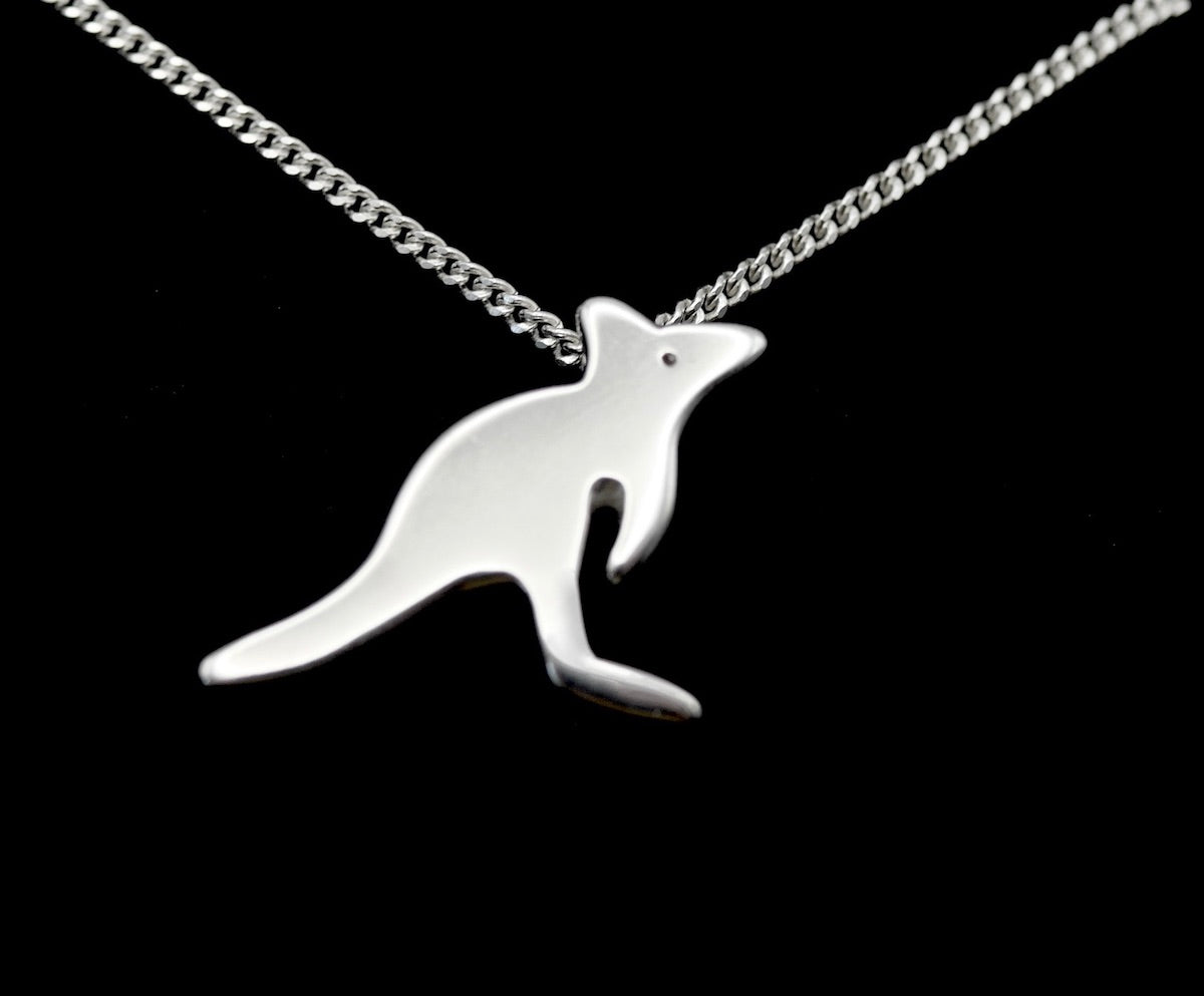 Joey - Handmade Sterling Silver Kangaroo Pendant with Silver Chain