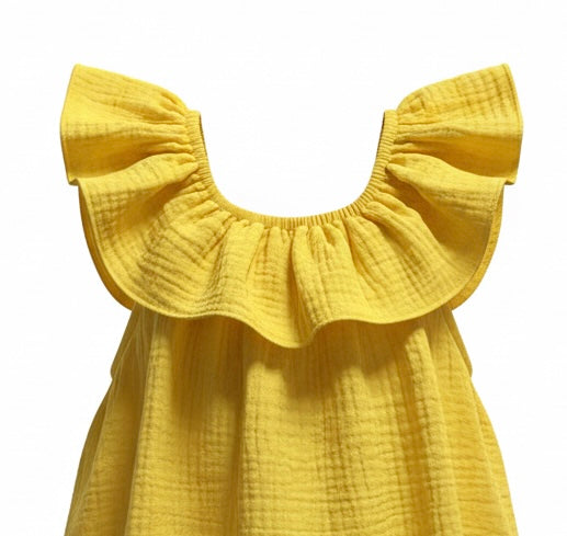 Yellow Boho frilled top