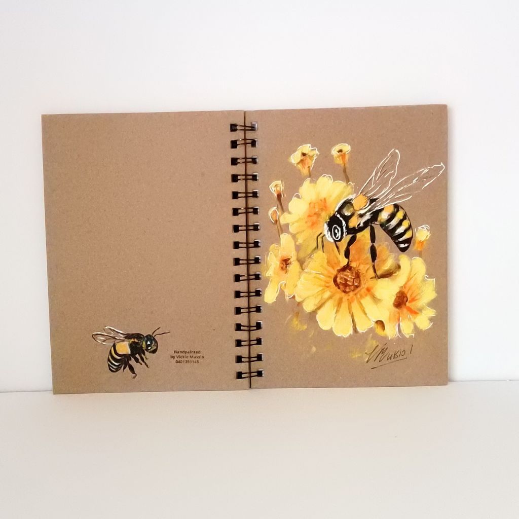 Handpainted Bee Notebooks - Variety of sizes. Lined.