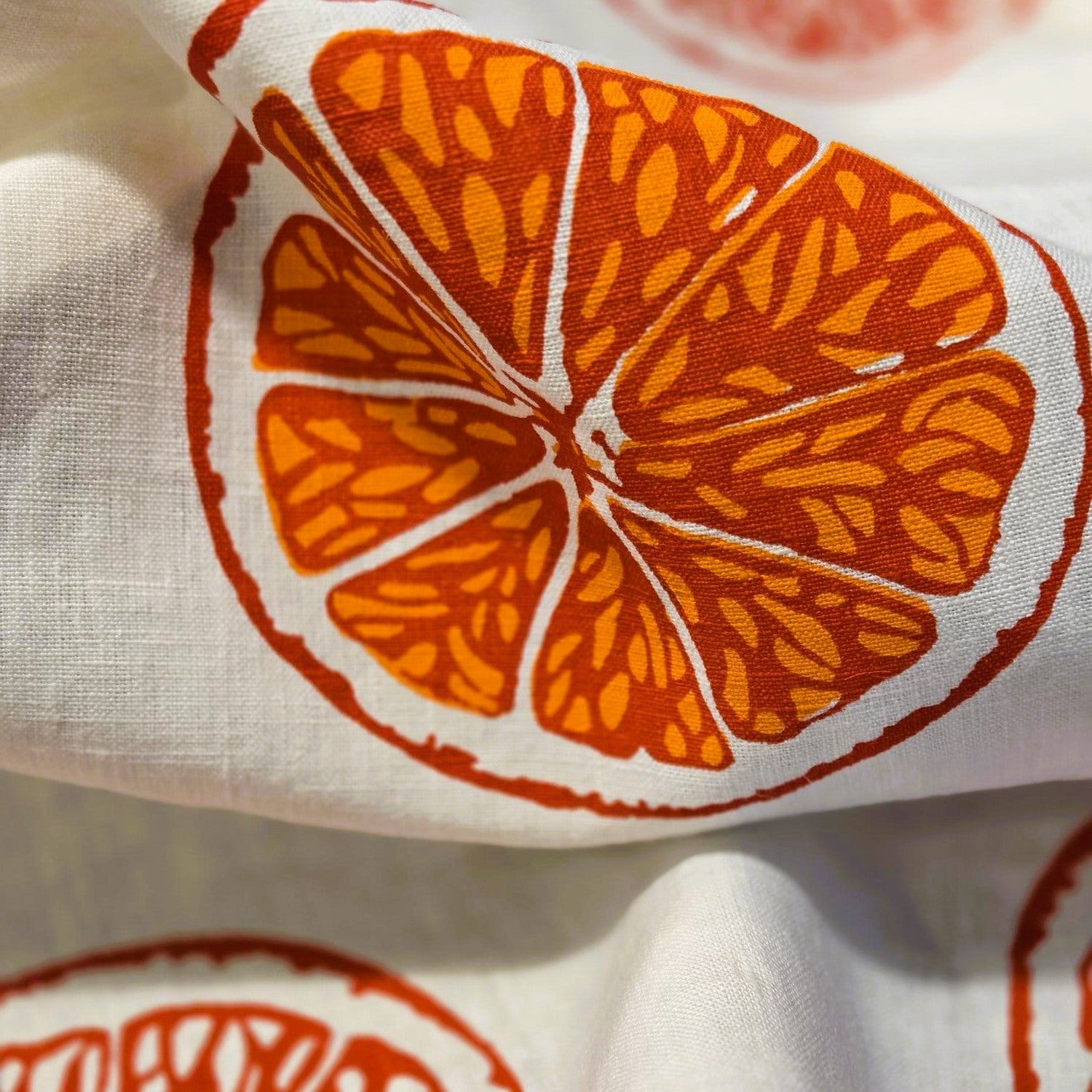 Hand Screen Printed Linen Tea Towels-Oranges & Oranges