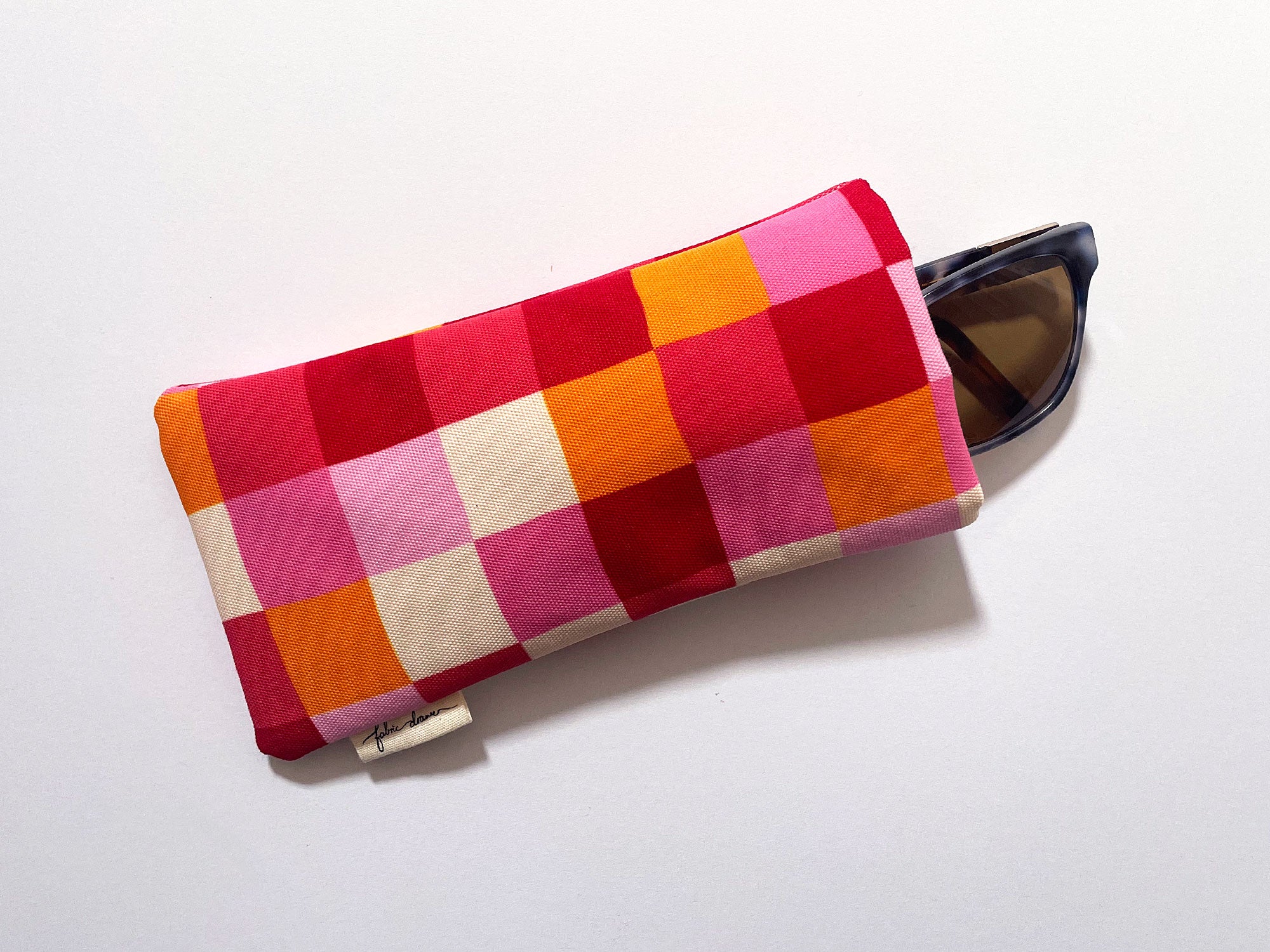 Fabric Glasses, Sunglasses Case, Handmade - Picnic (Red)