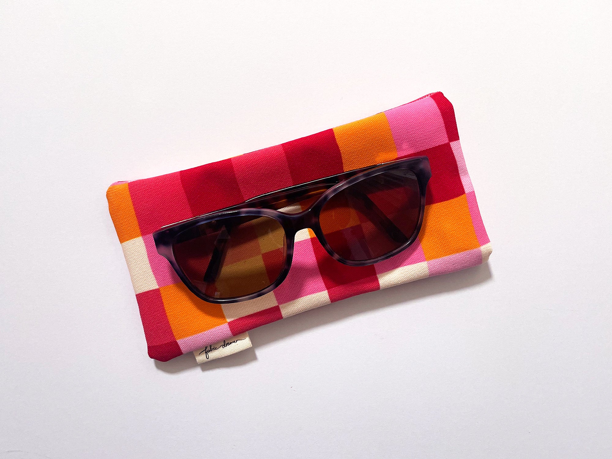 Fabric Glasses, Sunglasses Case, Handmade - Picnic (Red)