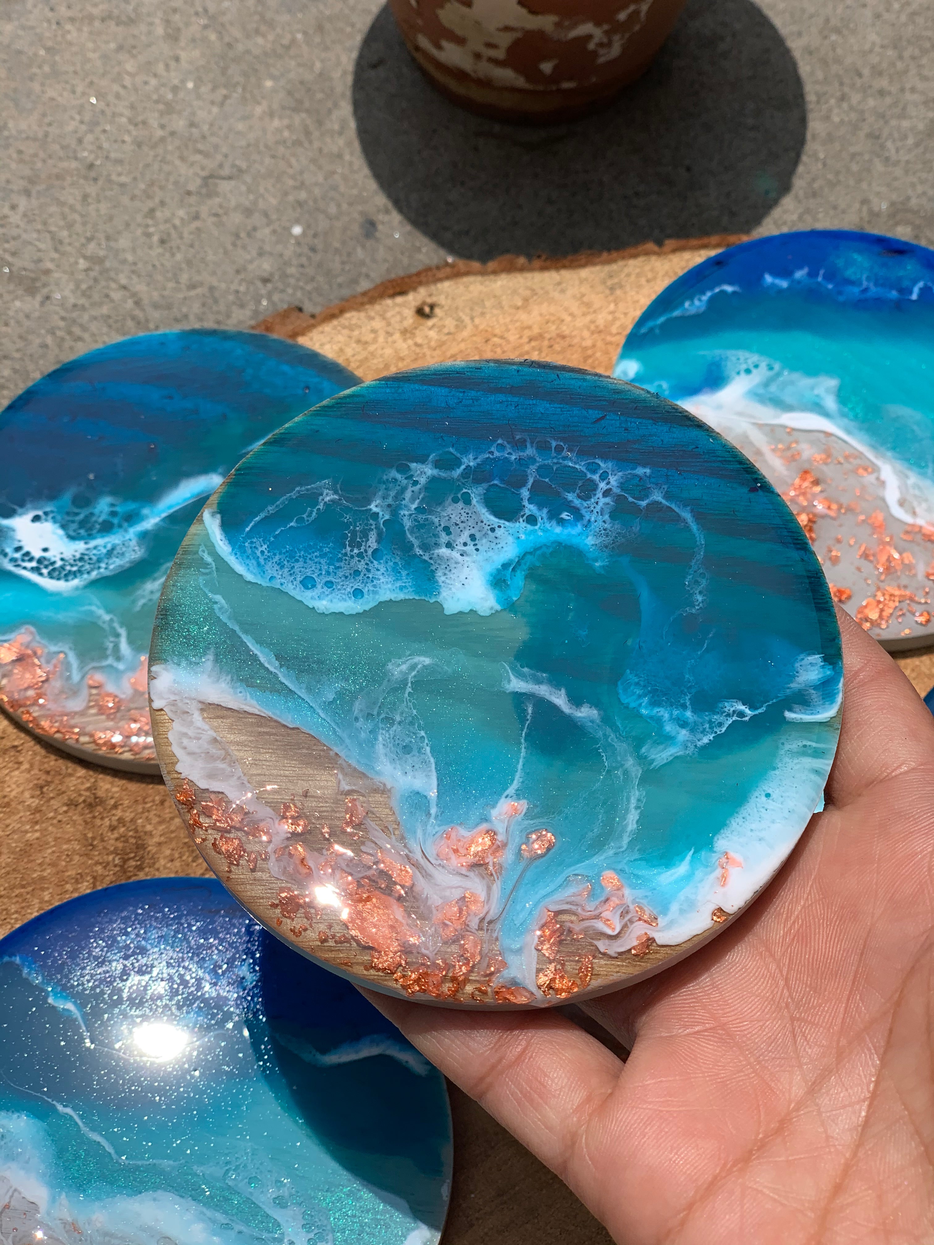 Coasters | coastal love | beach beauty | resin coasters | oceans | gift for her | gift ideas