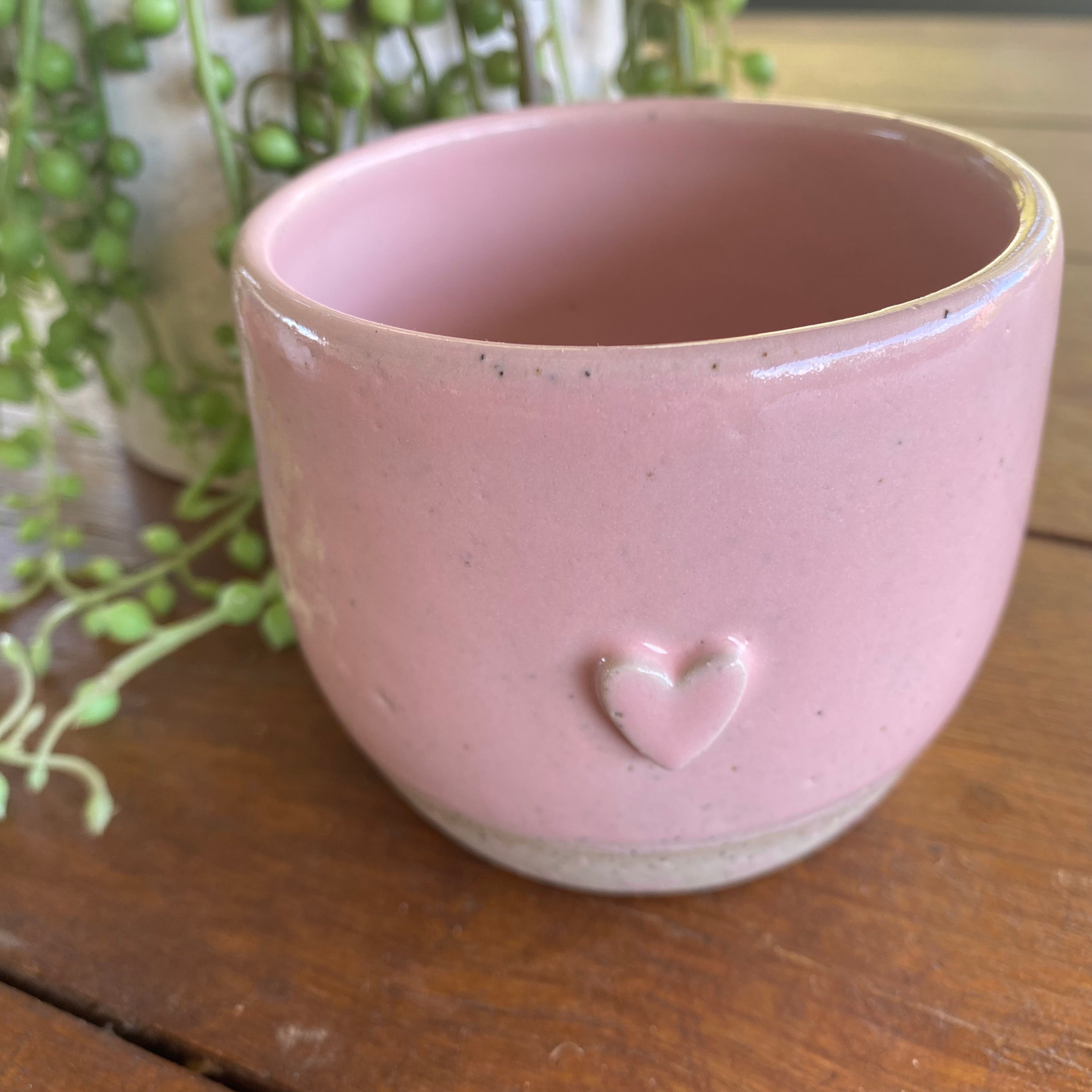 Pink heart latte cup, paint palette, brush rinse pot|Custom order for Sarah
