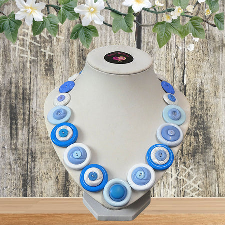Button necklace - Blue Skies
