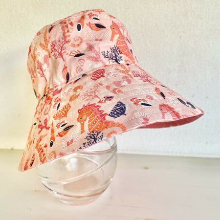 Summer hat in sweet seahorse fabric