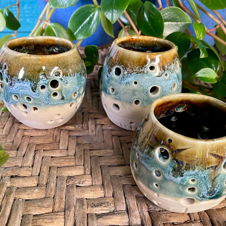 Handmade pottery tea light holders
