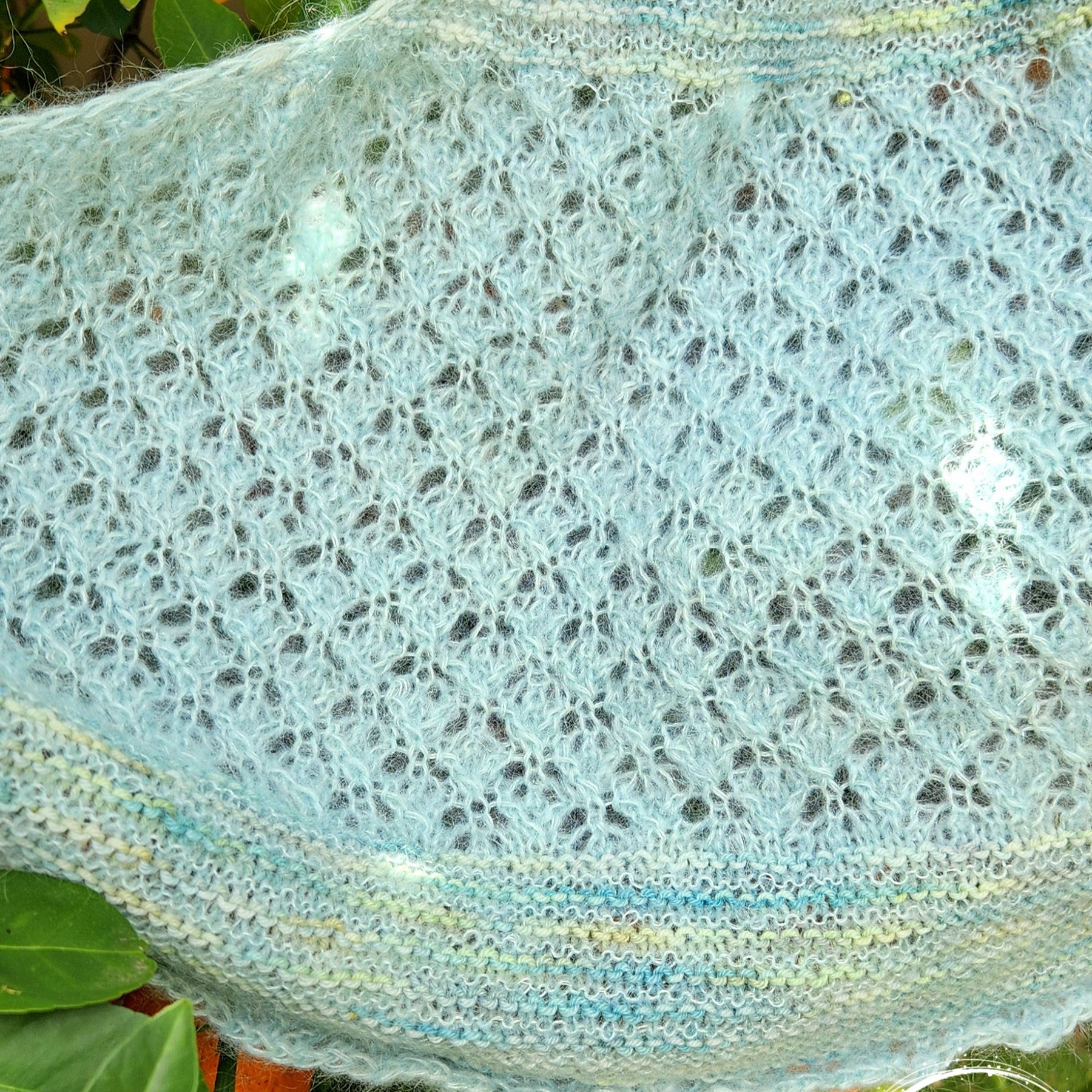 Hand knit Lace Mohair & Merino Shawl