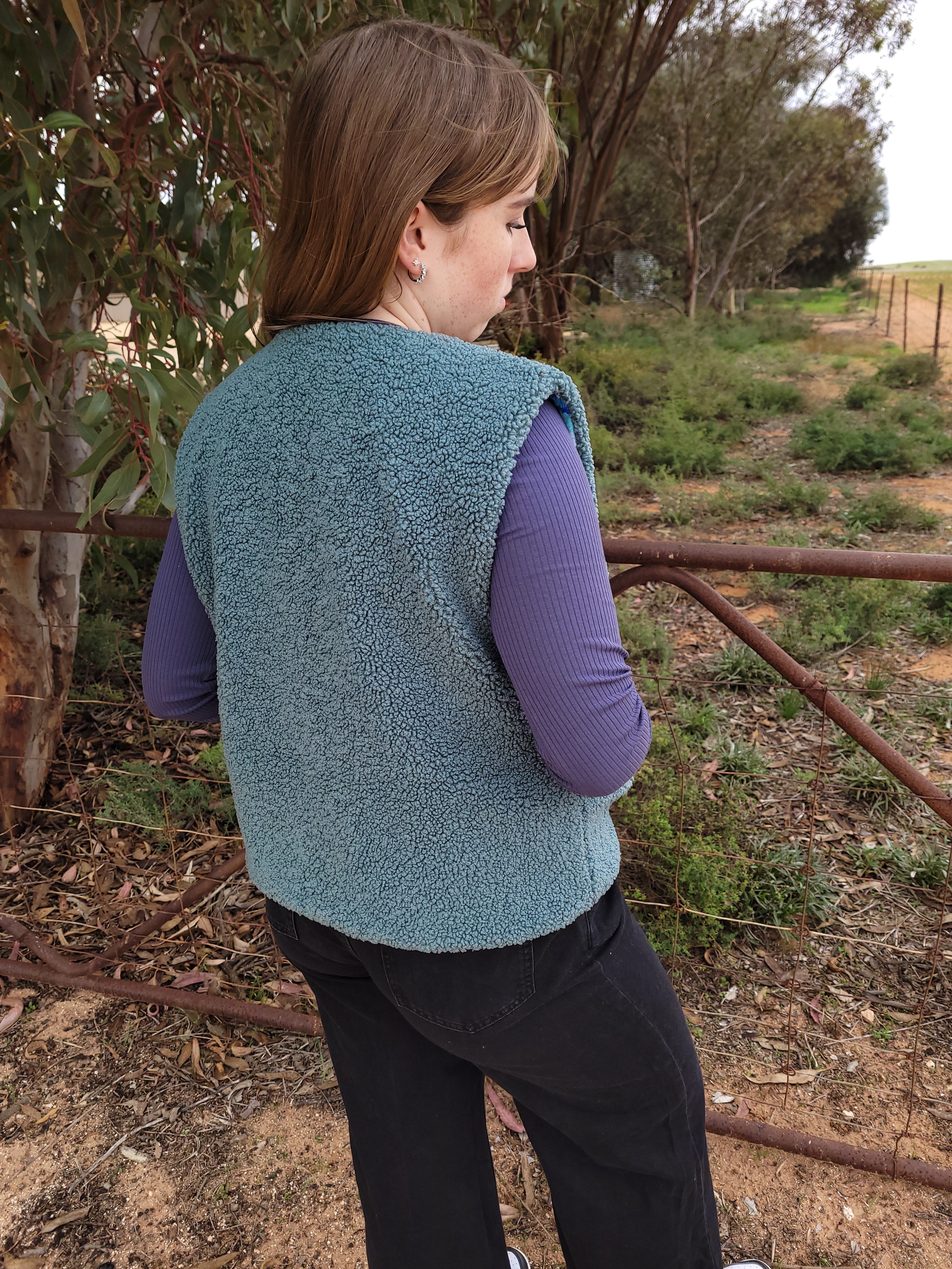 Arctic Floral - Reversible Sherpa Vest - Small