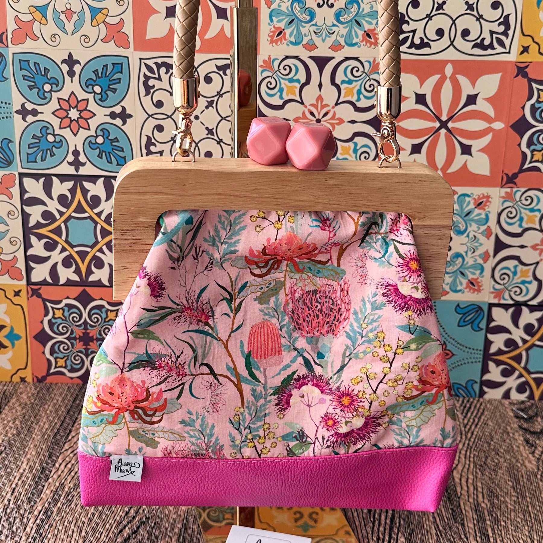 Kiss Lock Clutch with Vinyl Handle