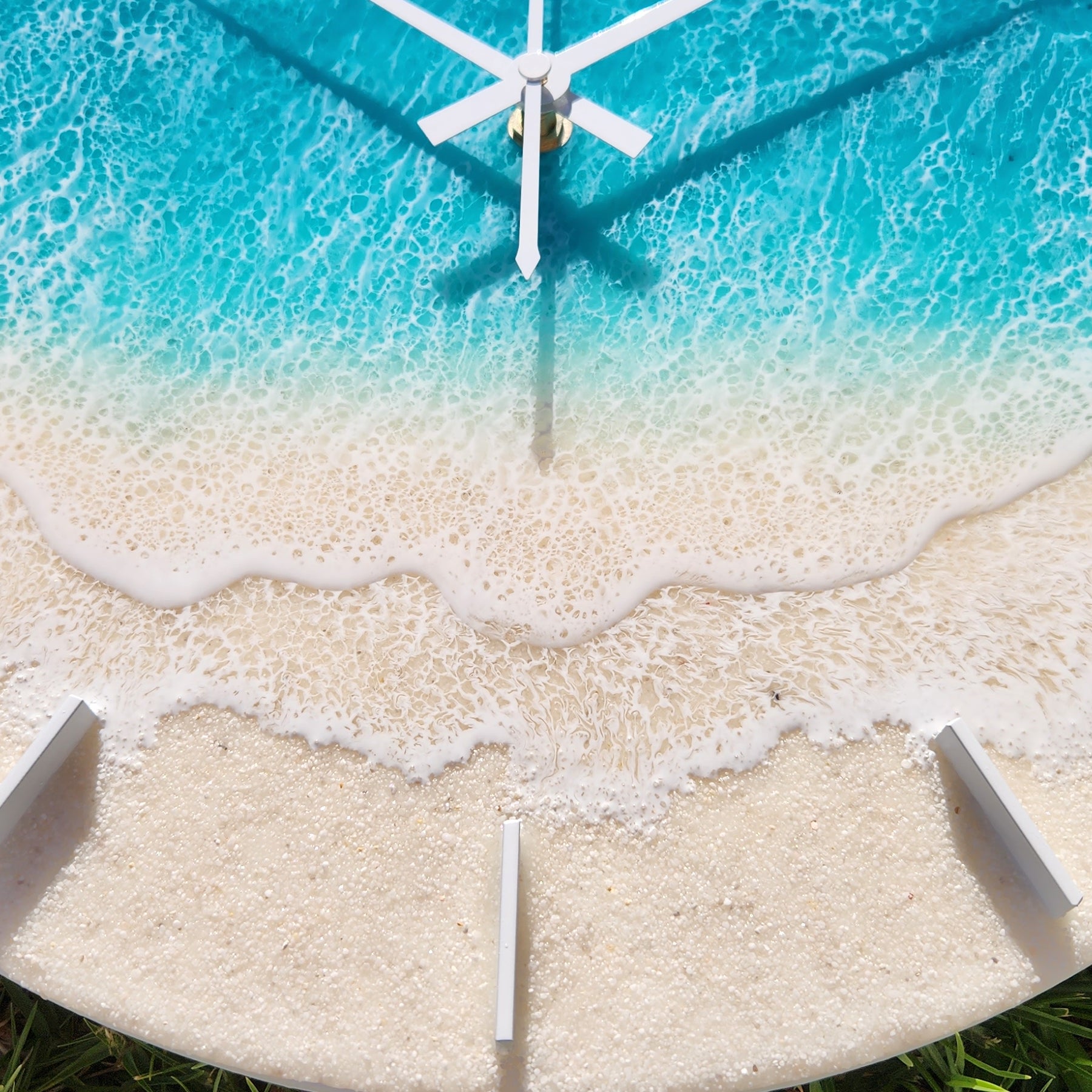 40 cm Dark Turquoise Beach Resin Art Wall Clock