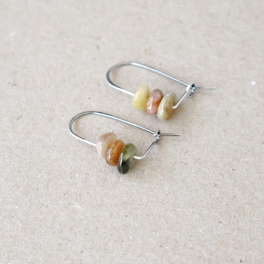 Handcrafted Multi-Coloured Tourmaline Earrings - October Birthstone