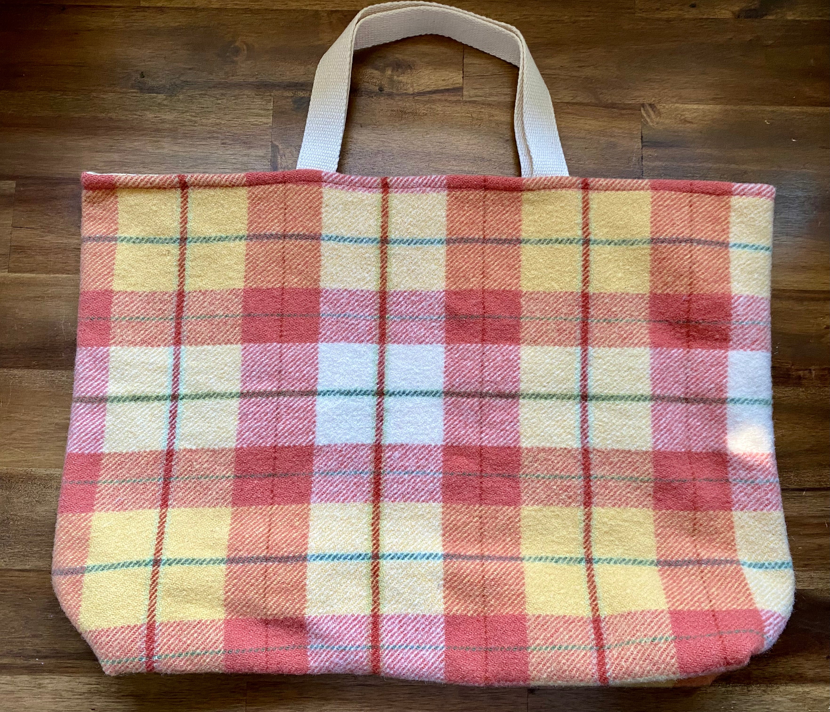 Upcycled Woollen Blanket - Market Tote - Orange/yellow