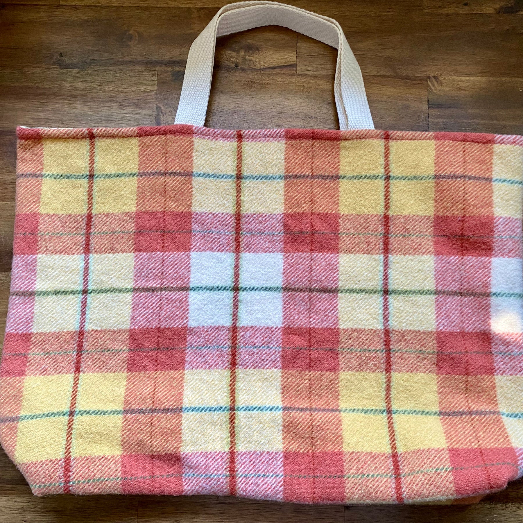 Upcycled Woollen Blanket - Market Tote - Orange/yellow