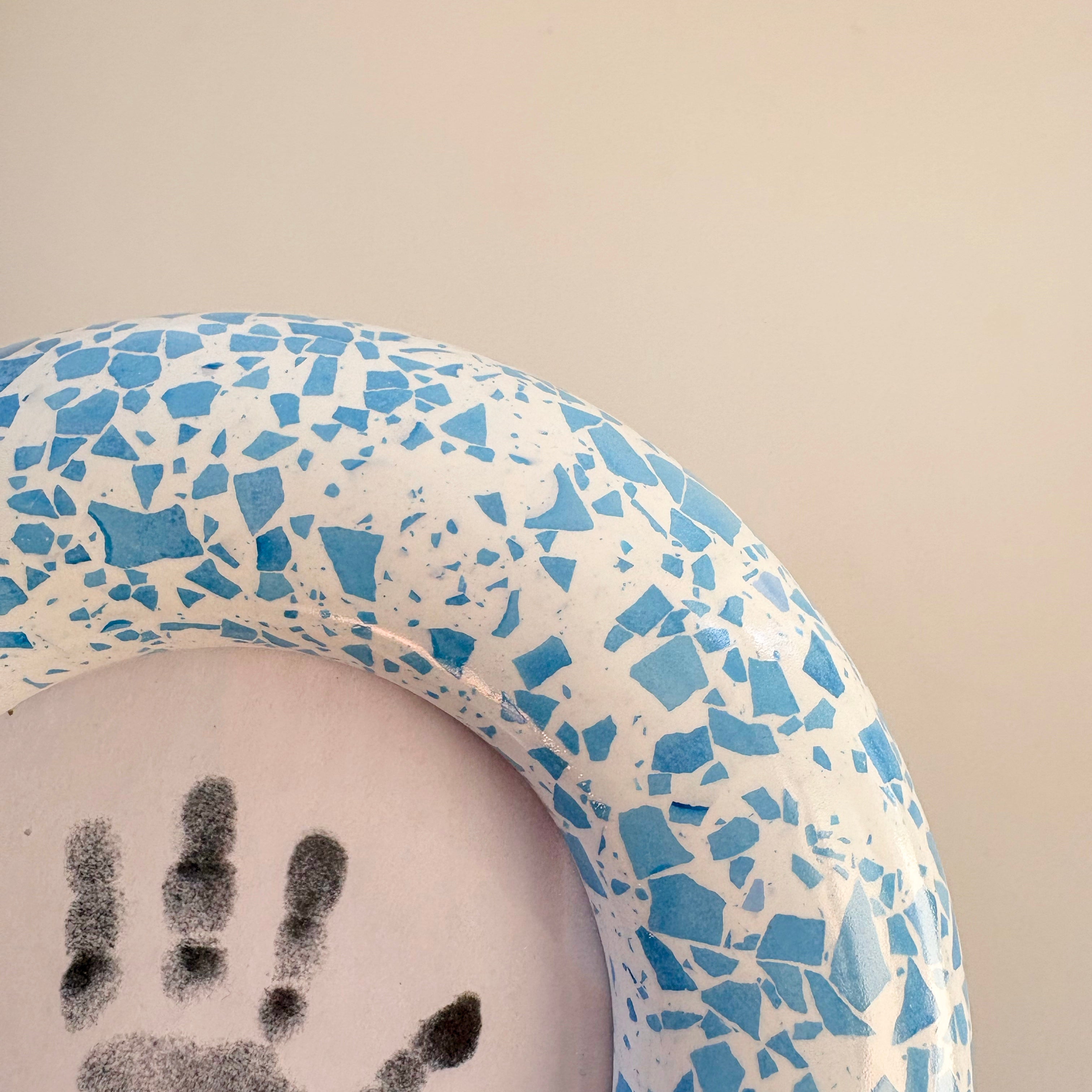 Blue terrazzo pattern wall hanging photo frame