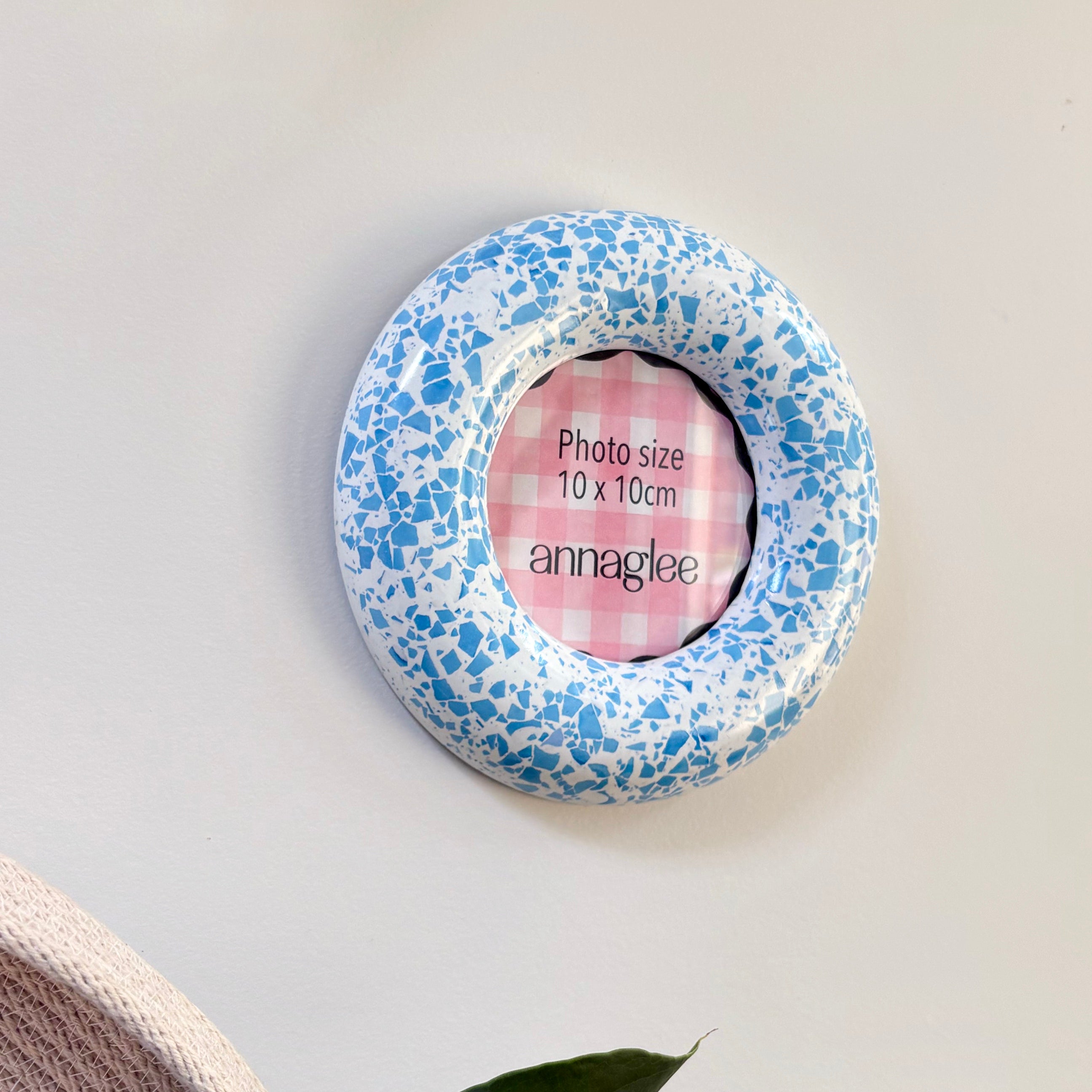 Blue terrazzo pattern wall hanging photo frame