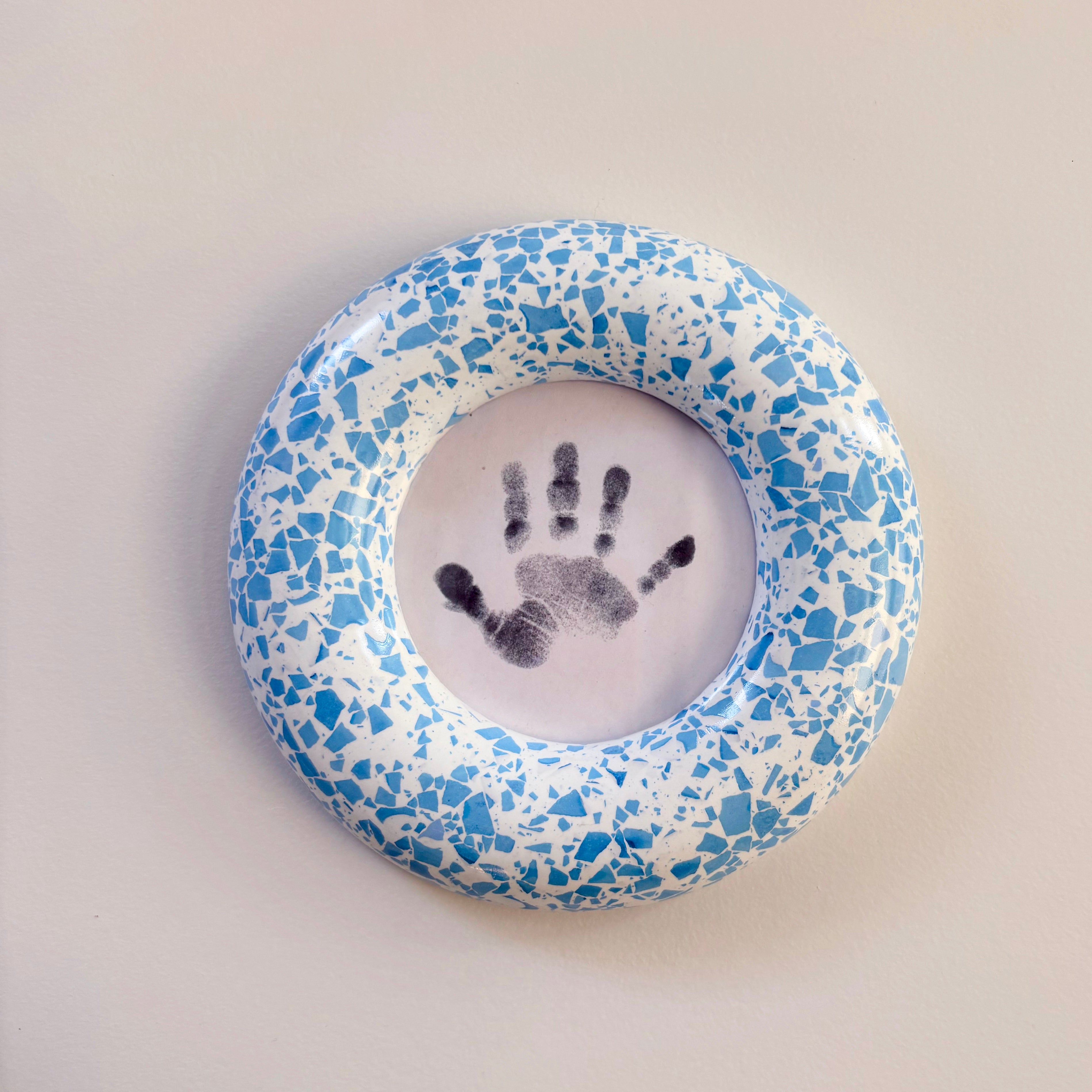 Blue terrazzo pattern wall hanging photo frame