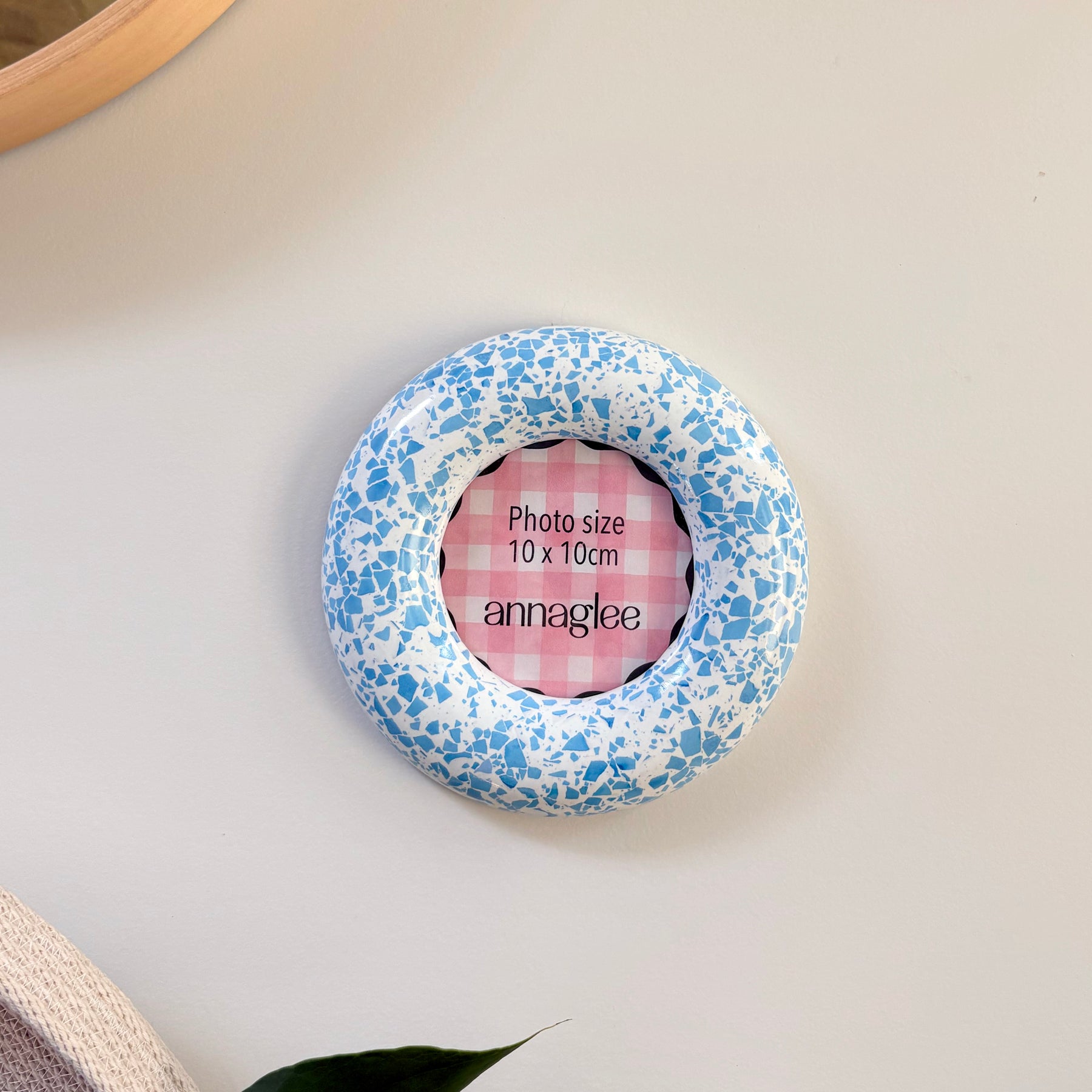 Blue terrazzo pattern wall hanging photo frame