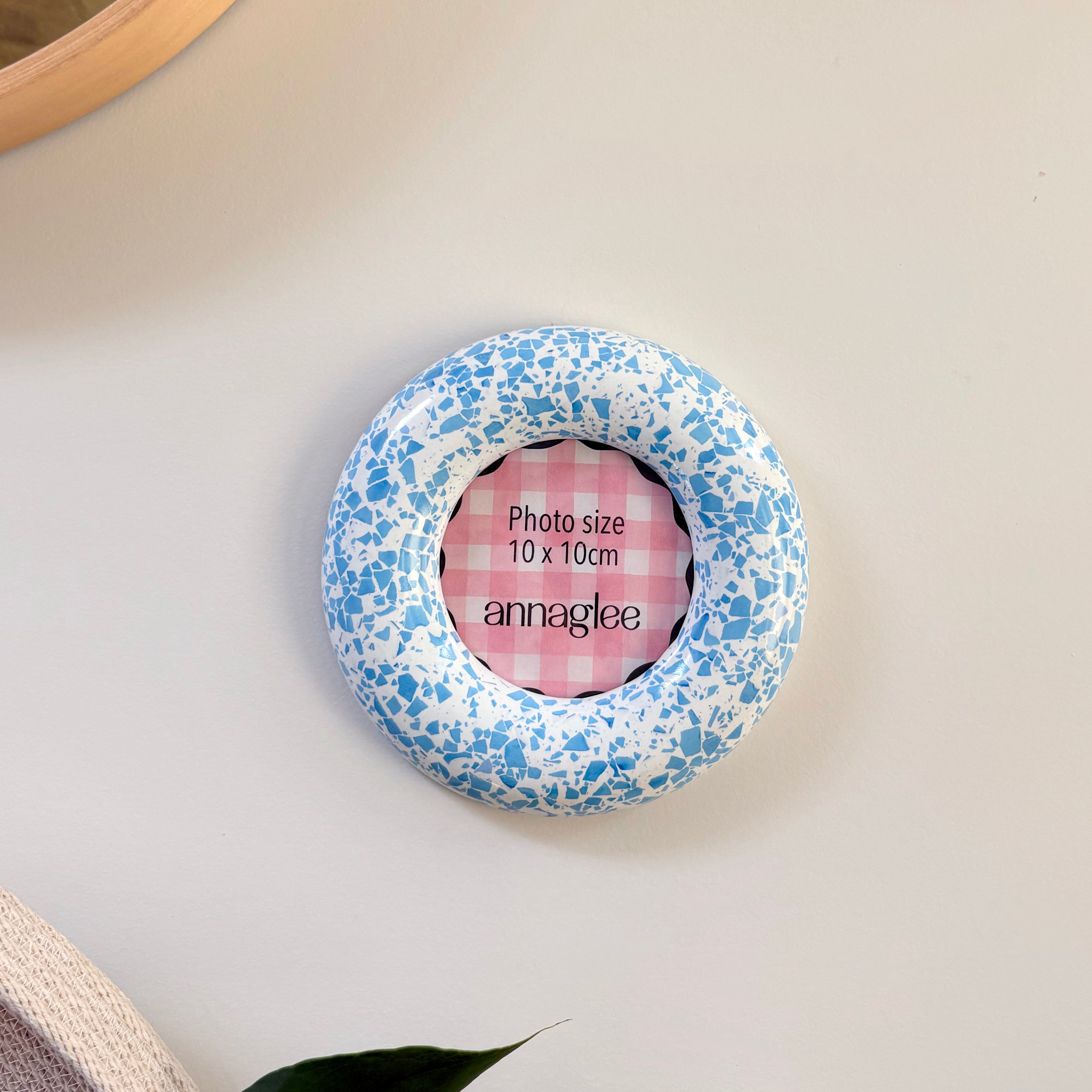 Blue terrazzo pattern wall hanging photo frame