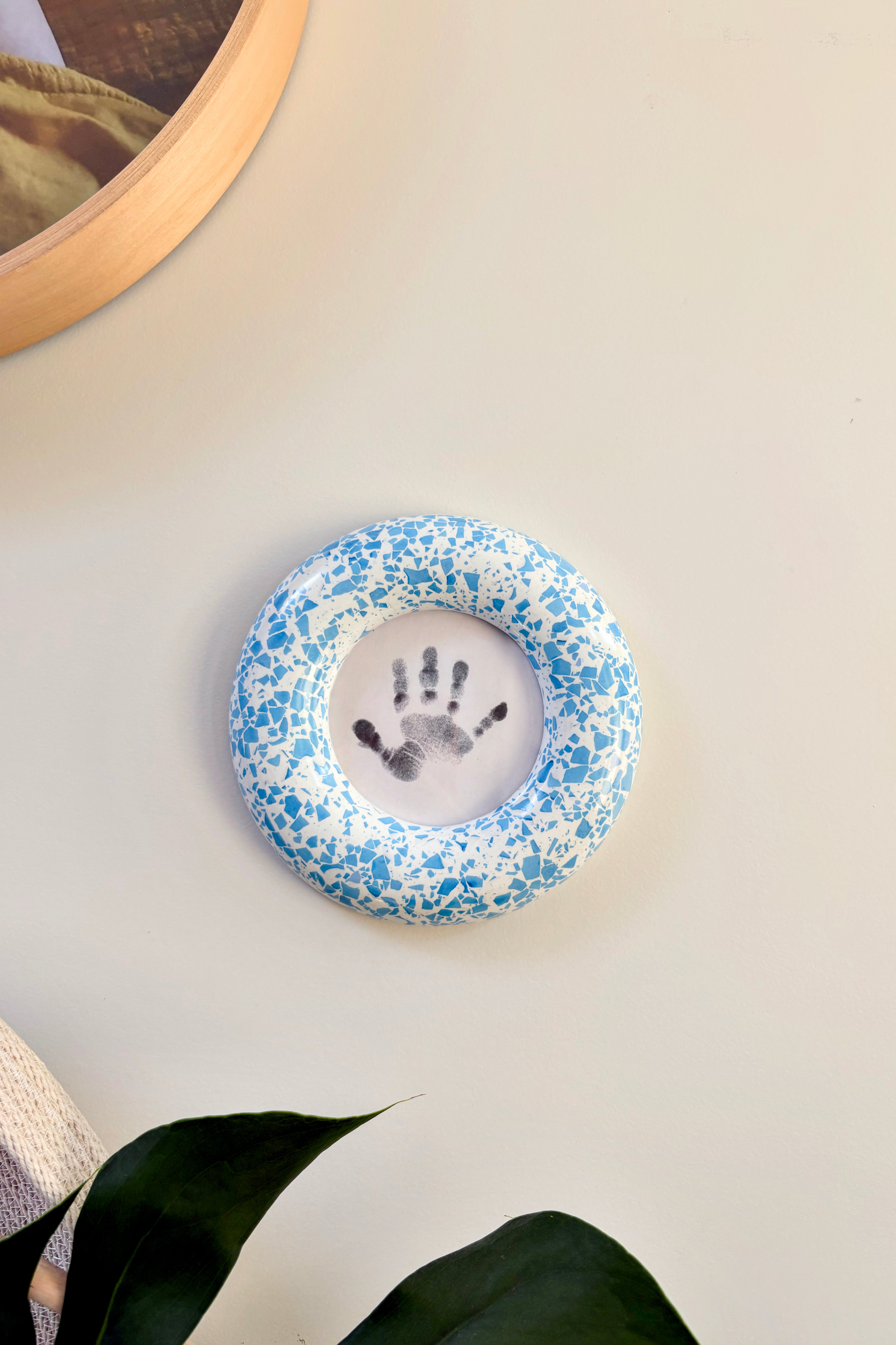 Blue terrazzo pattern wall hanging photo frame