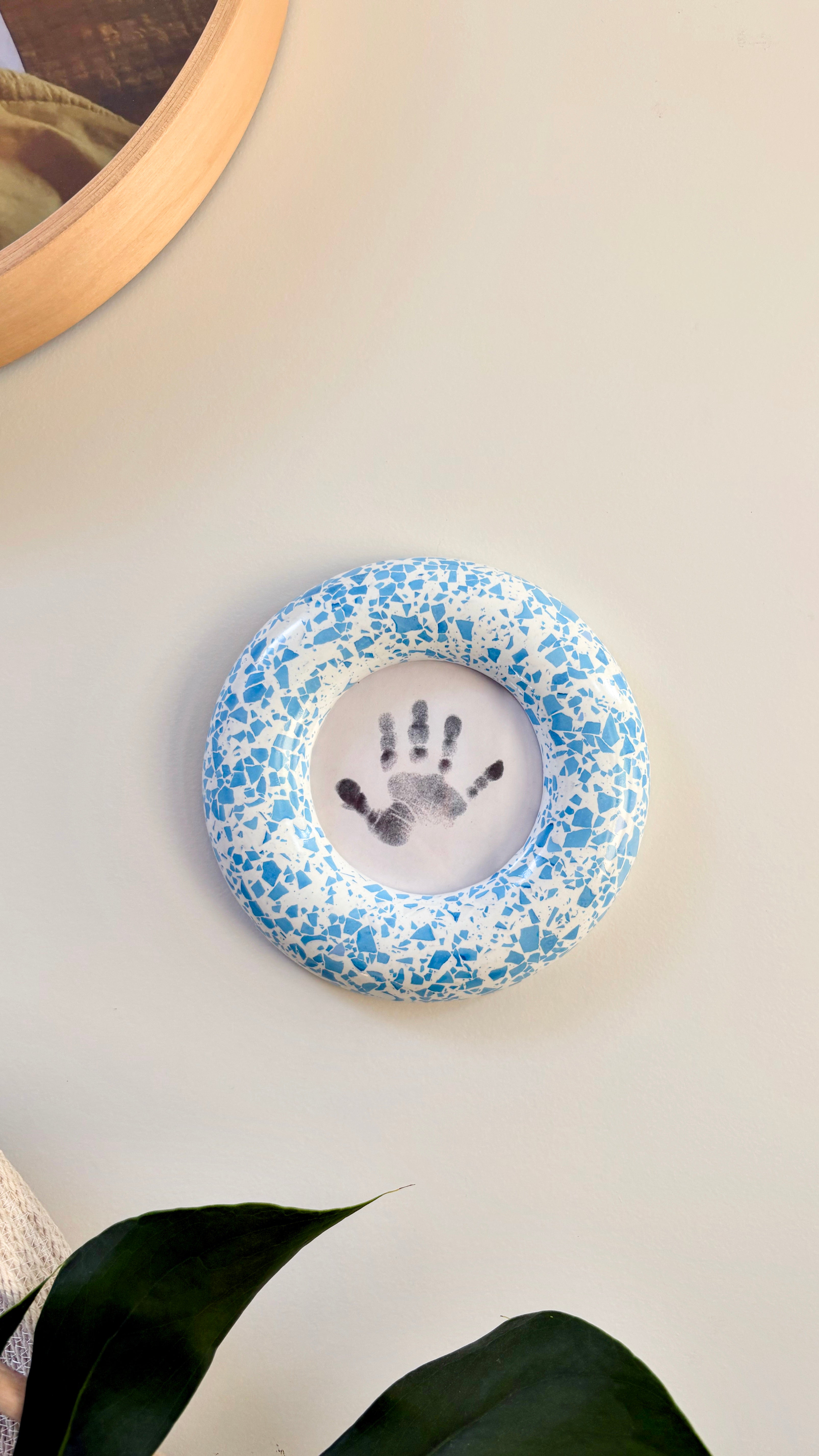 Blue terrazzo pattern wall hanging photo frame