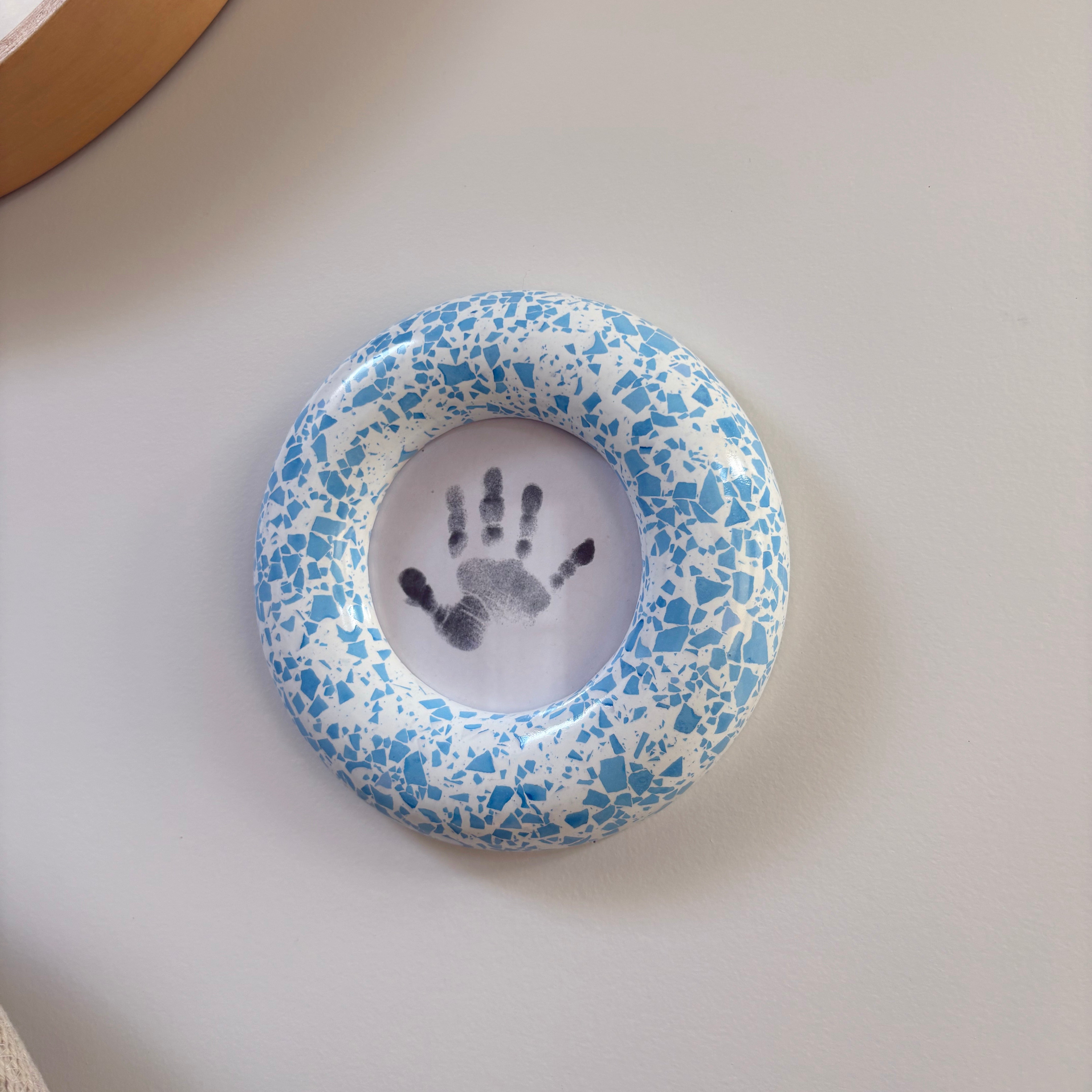 Blue terrazzo pattern wall hanging photo frame