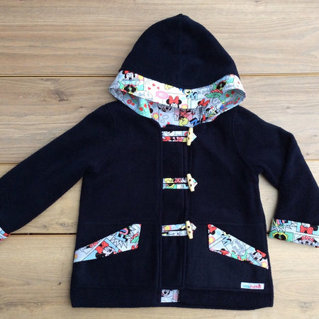 Kids Navy Duffle Jacket Polar Fleece