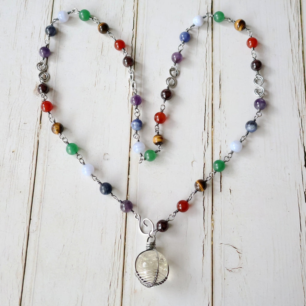 RESERVED ~ Long Chakra Necklace ~ Handcrafted with Australian Made Sterling Silver