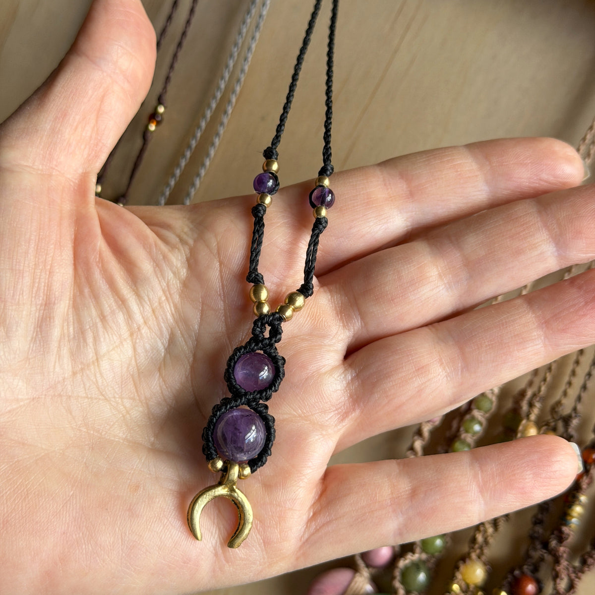 Micro Macrame Boho Double Bead Necklace