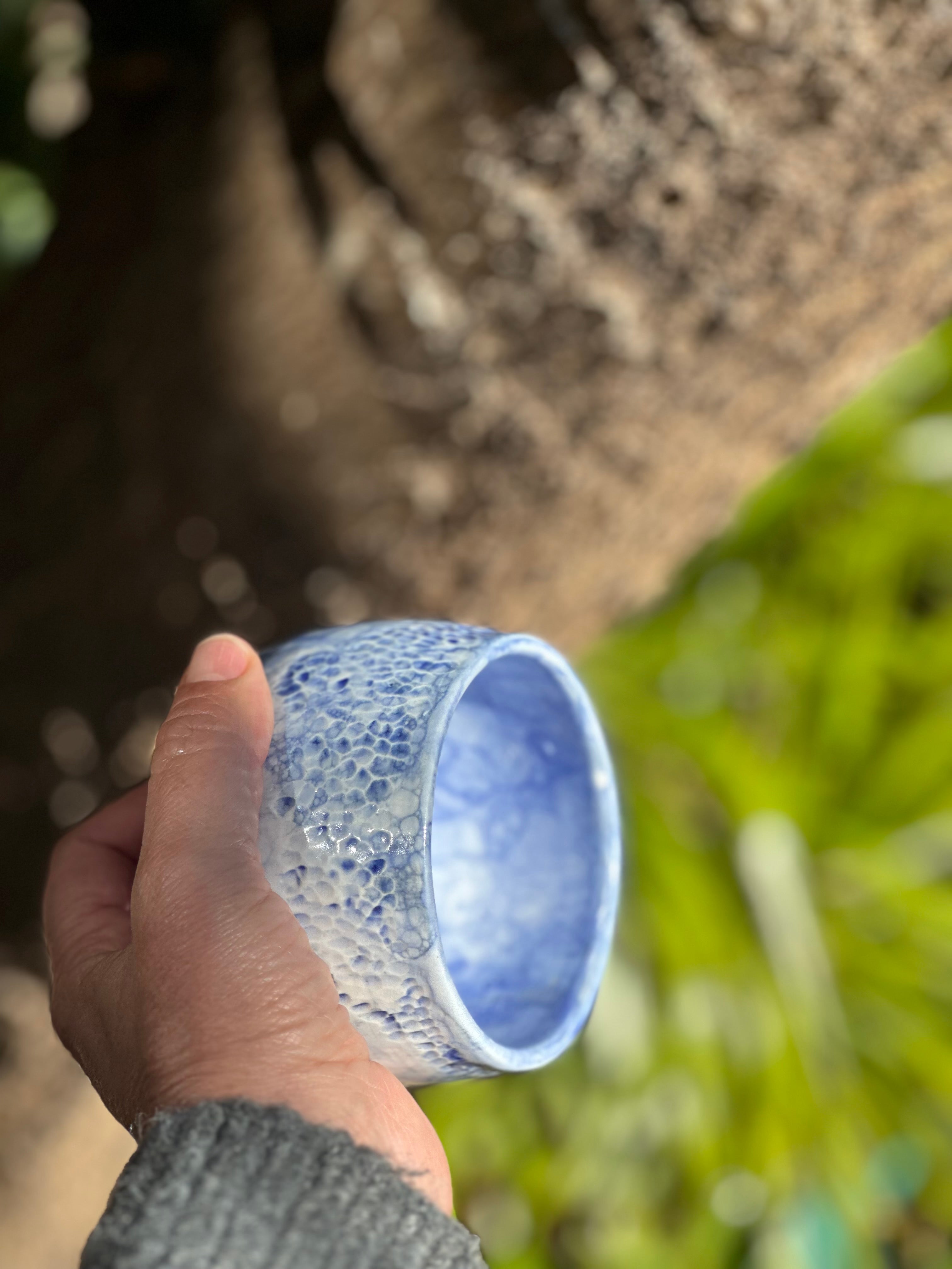 Tumbler | Handmade Porcelain Tableware | Cobalt Bubble