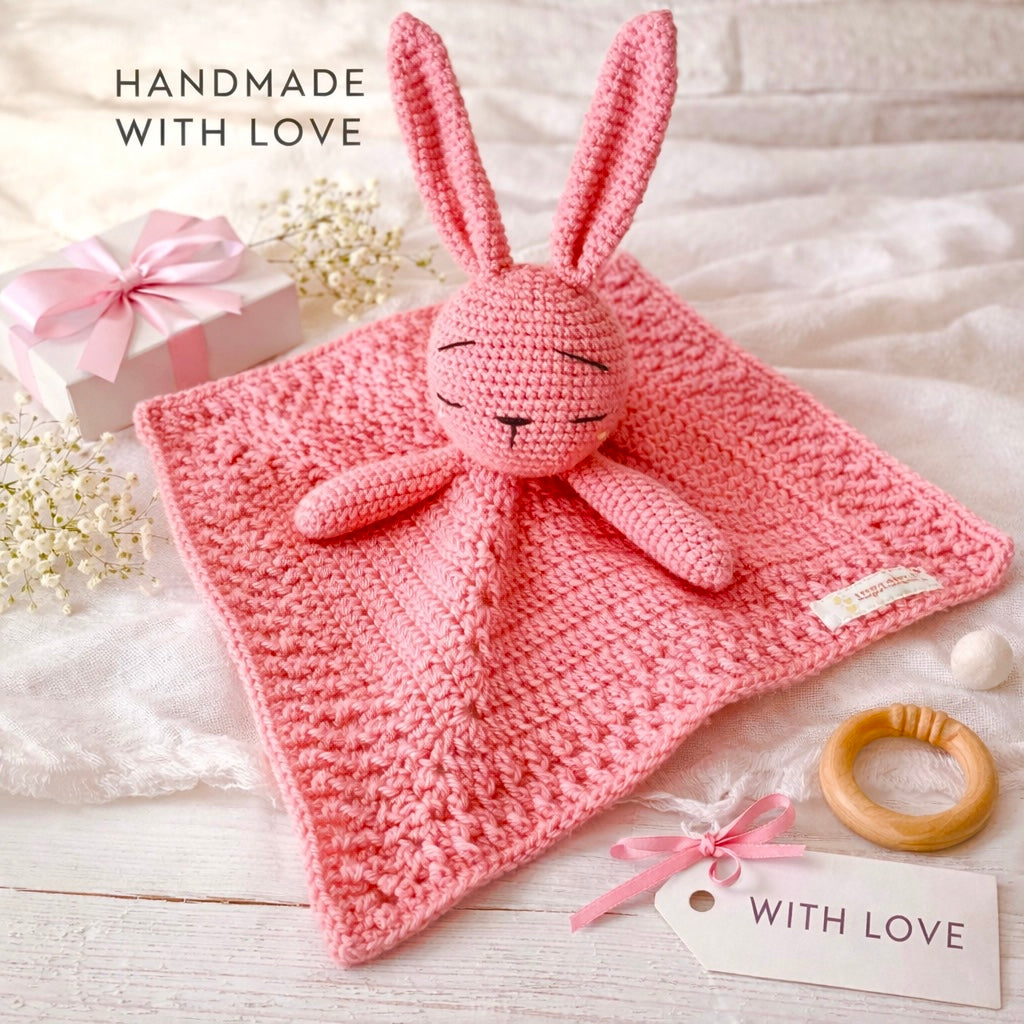 Handmade | Crochet | Bunny | Security Blanket | Comforter | Lovey