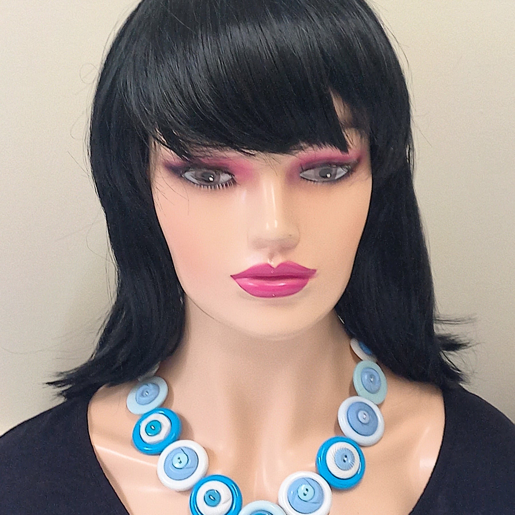 Button necklace - Blue Skies