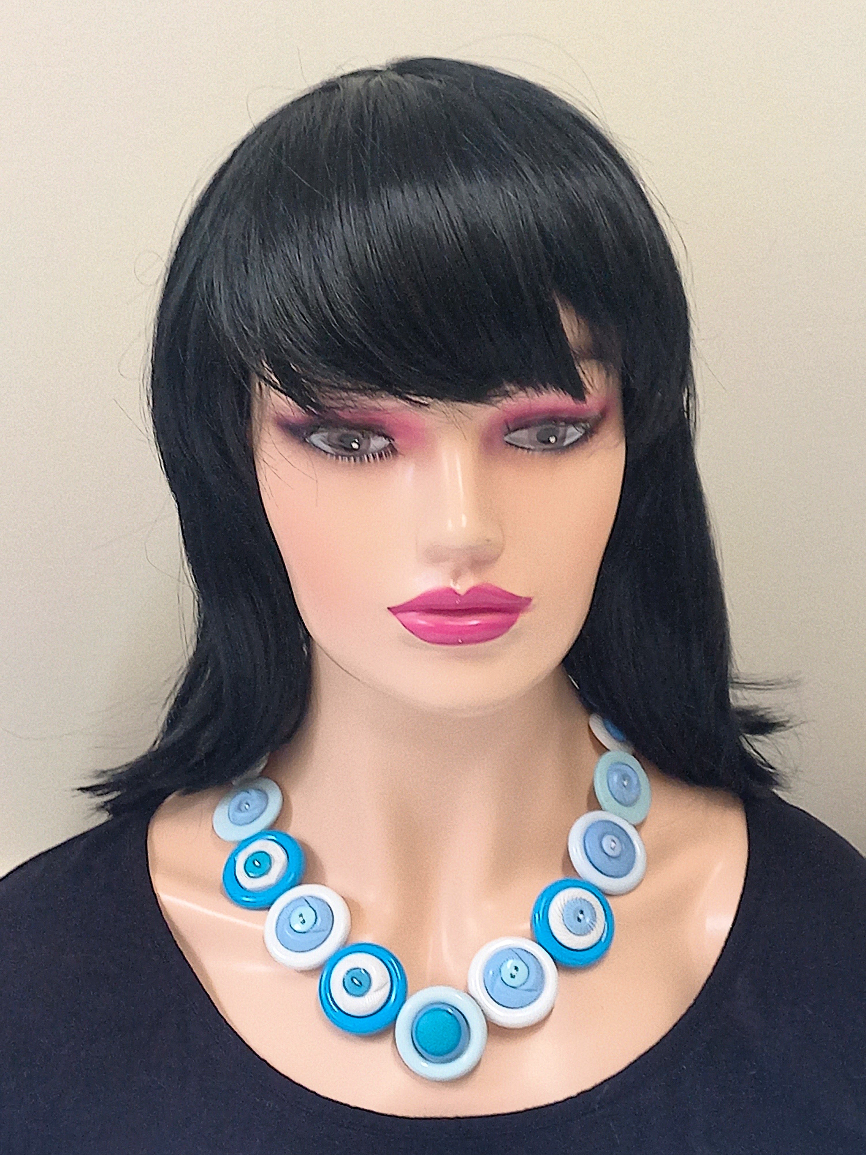 Button necklace - Blue Skies