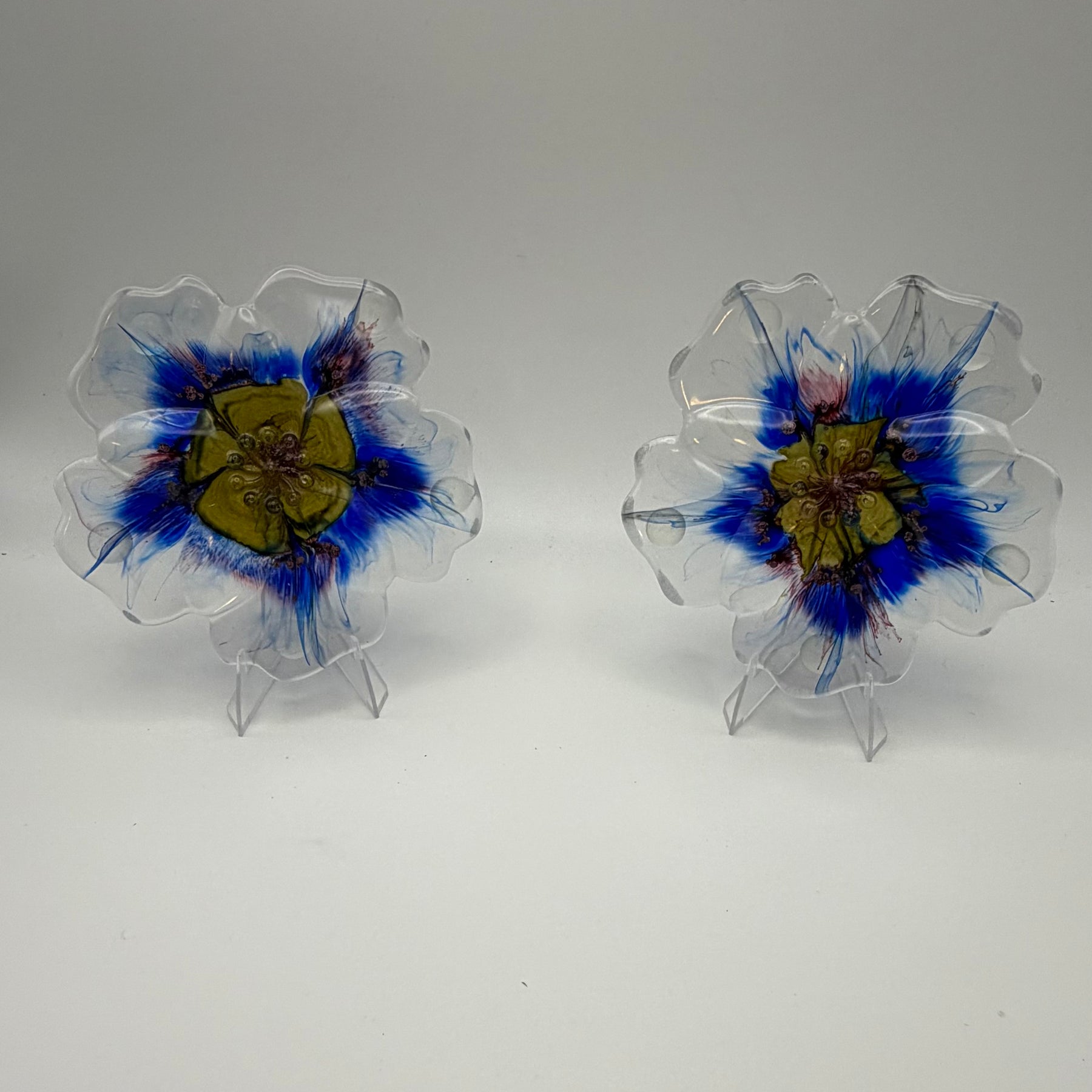 Handcrafted floral blue design Resin Coasters - set of 4