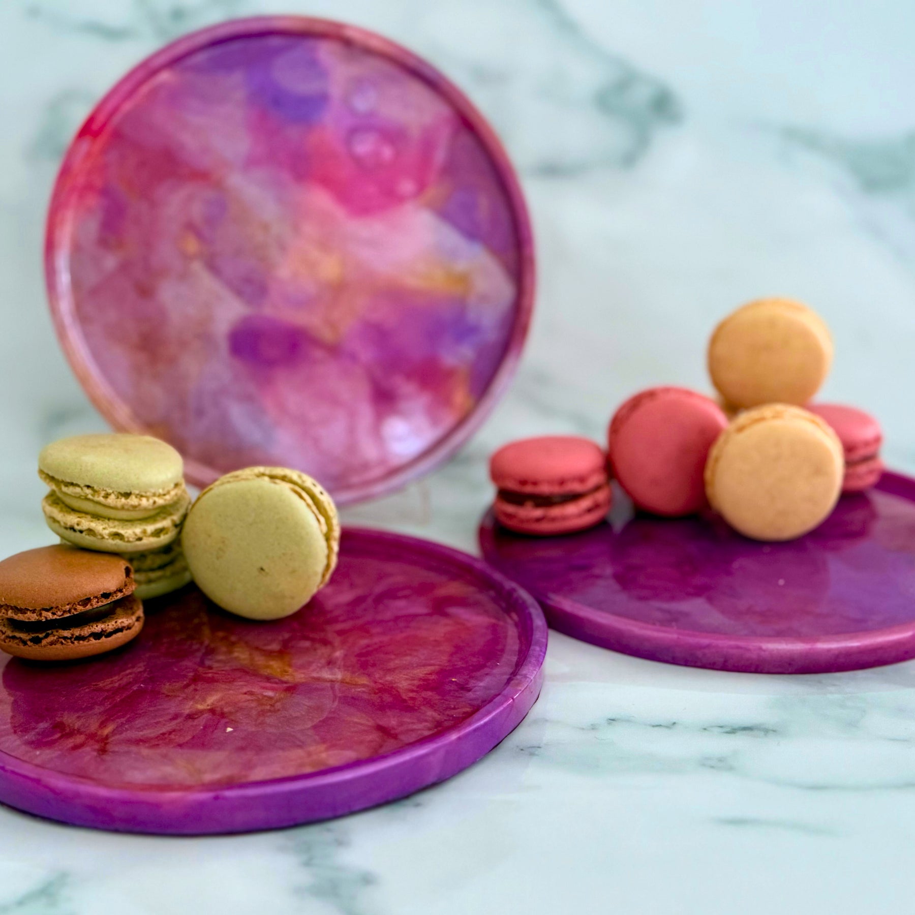 Trio of handmade, handpoured resin trays