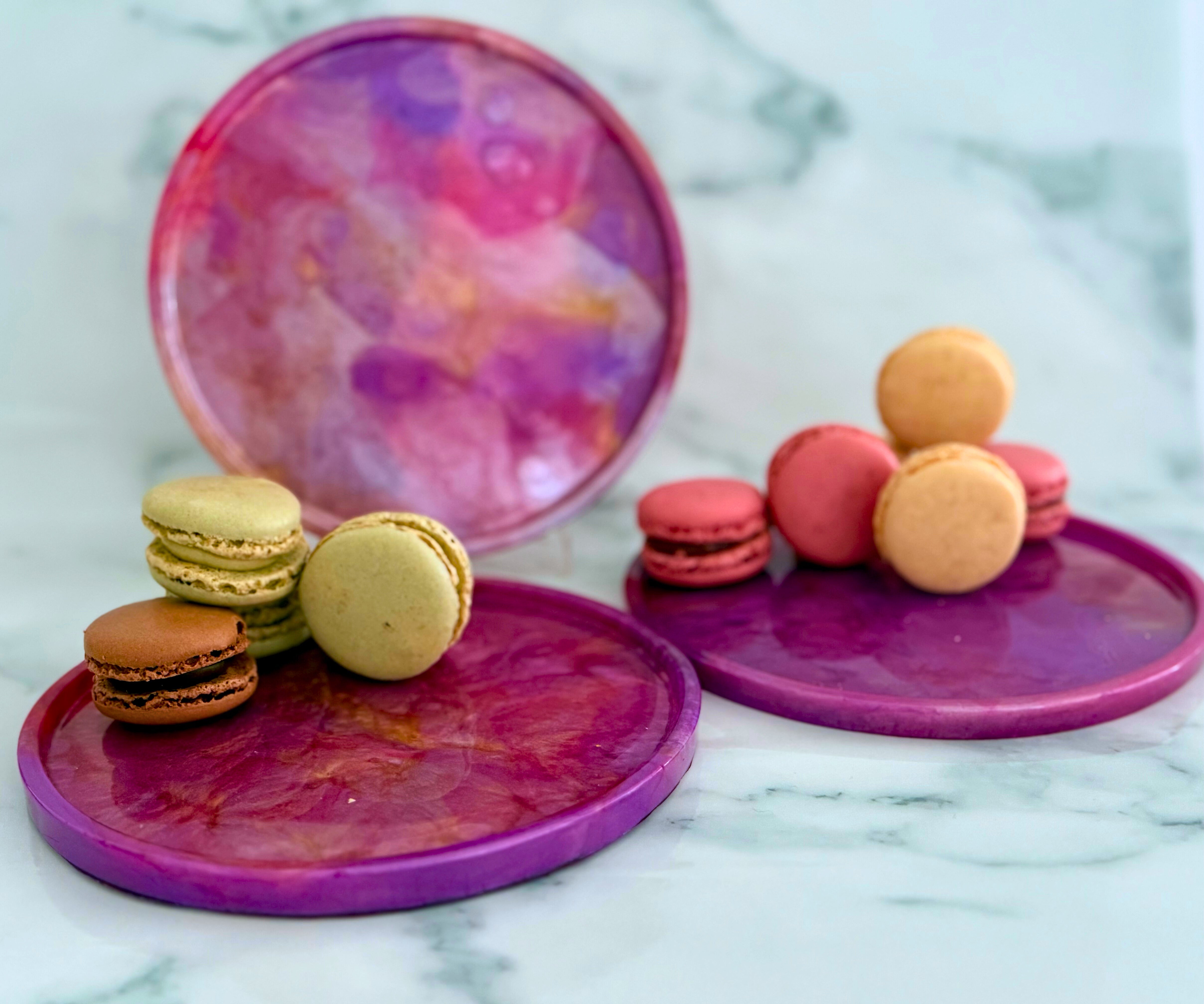 Trio of handmade, handpoured resin trays
