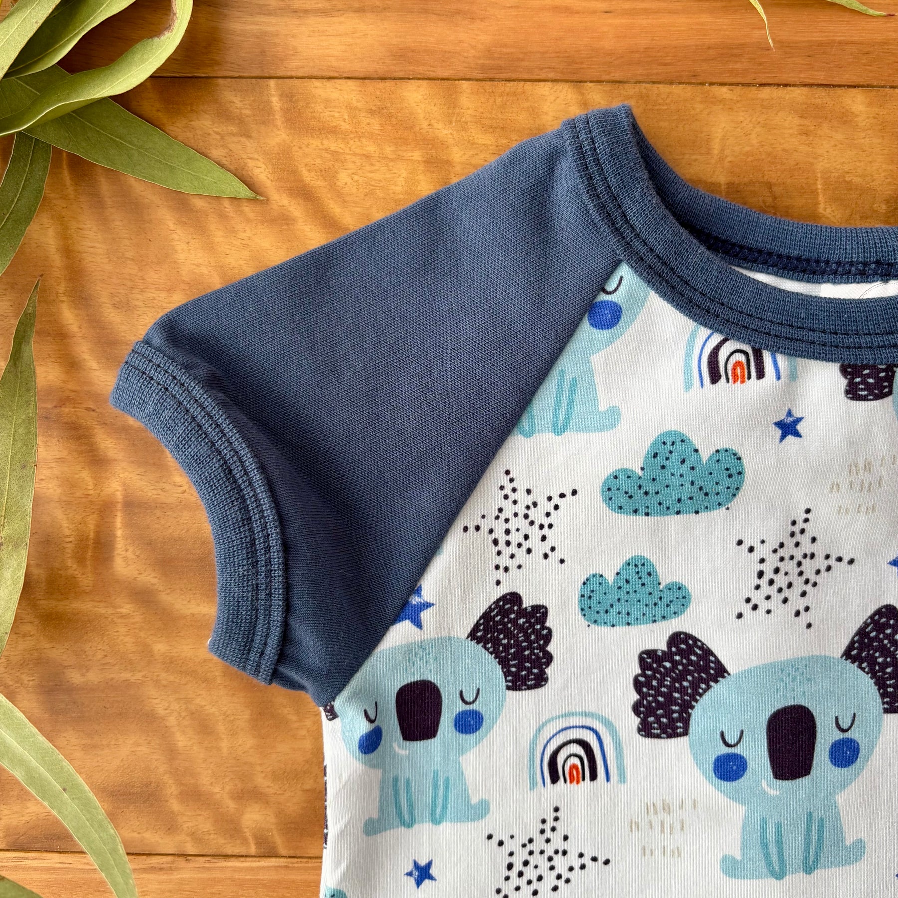 Baby Short Sleeved Bodysuit and Shorts | Blue Koalas | Size premmie to 2 | Made to order