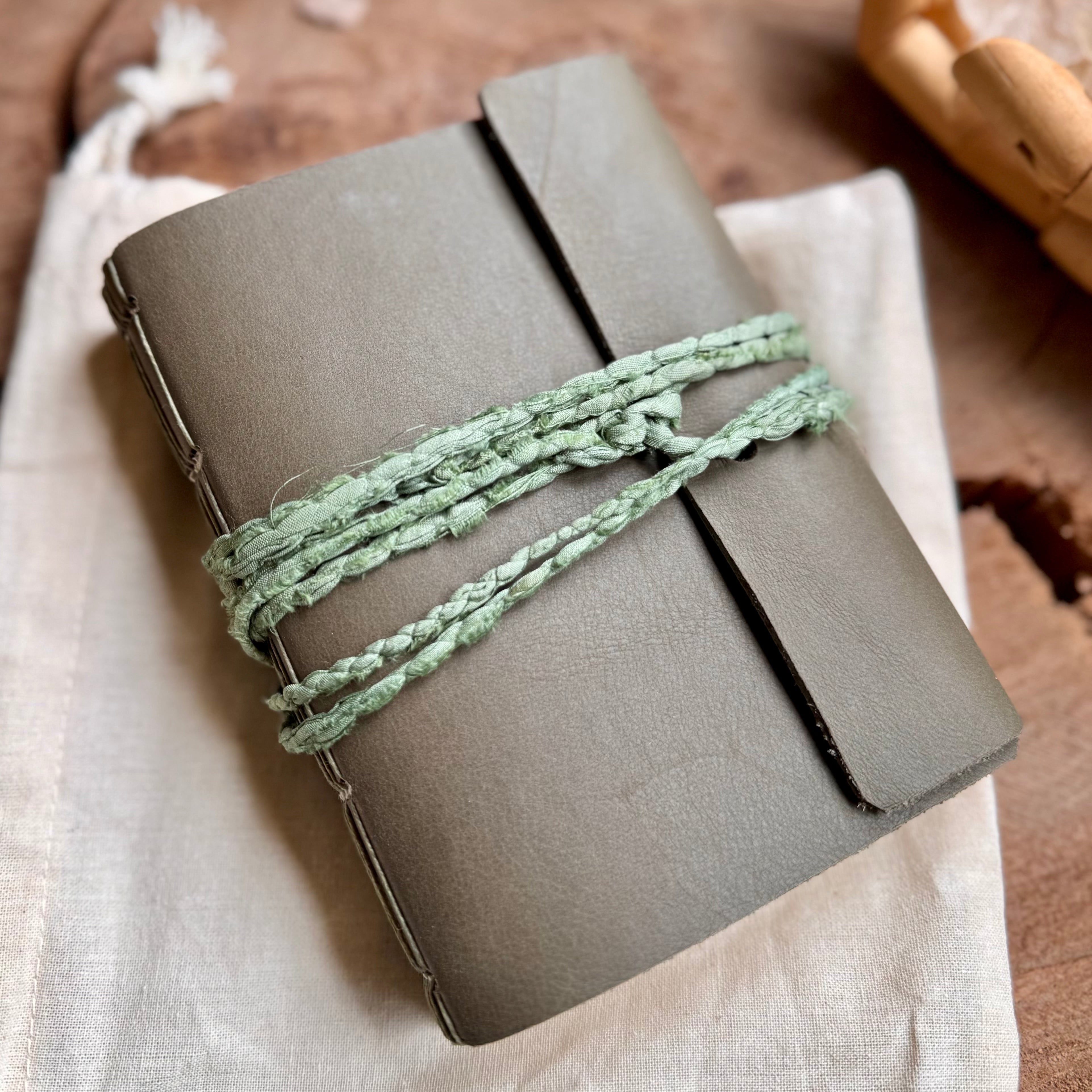 Olive Green Straight Stitched A6 Journal