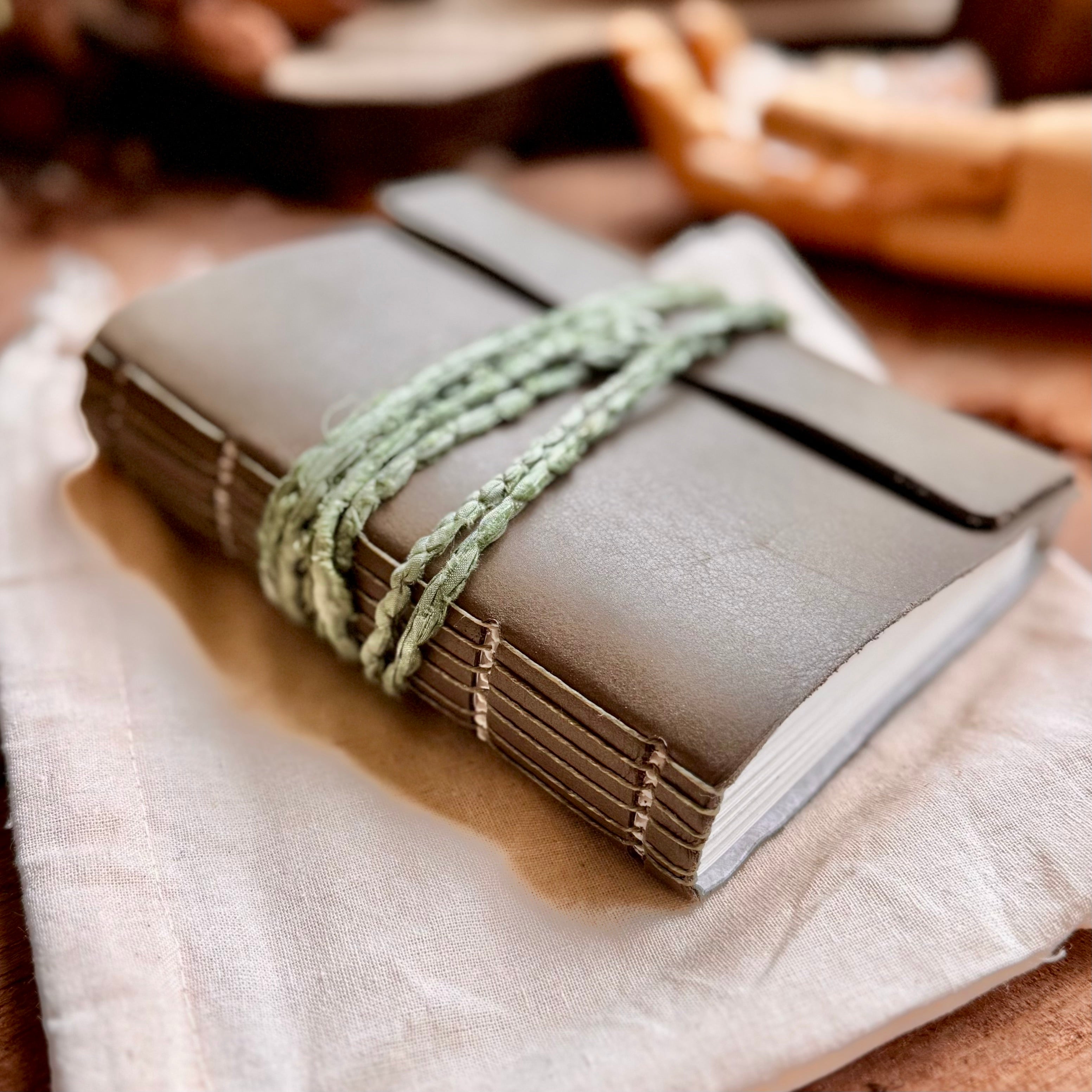 Olive Green Straight Stitched A6 Journal