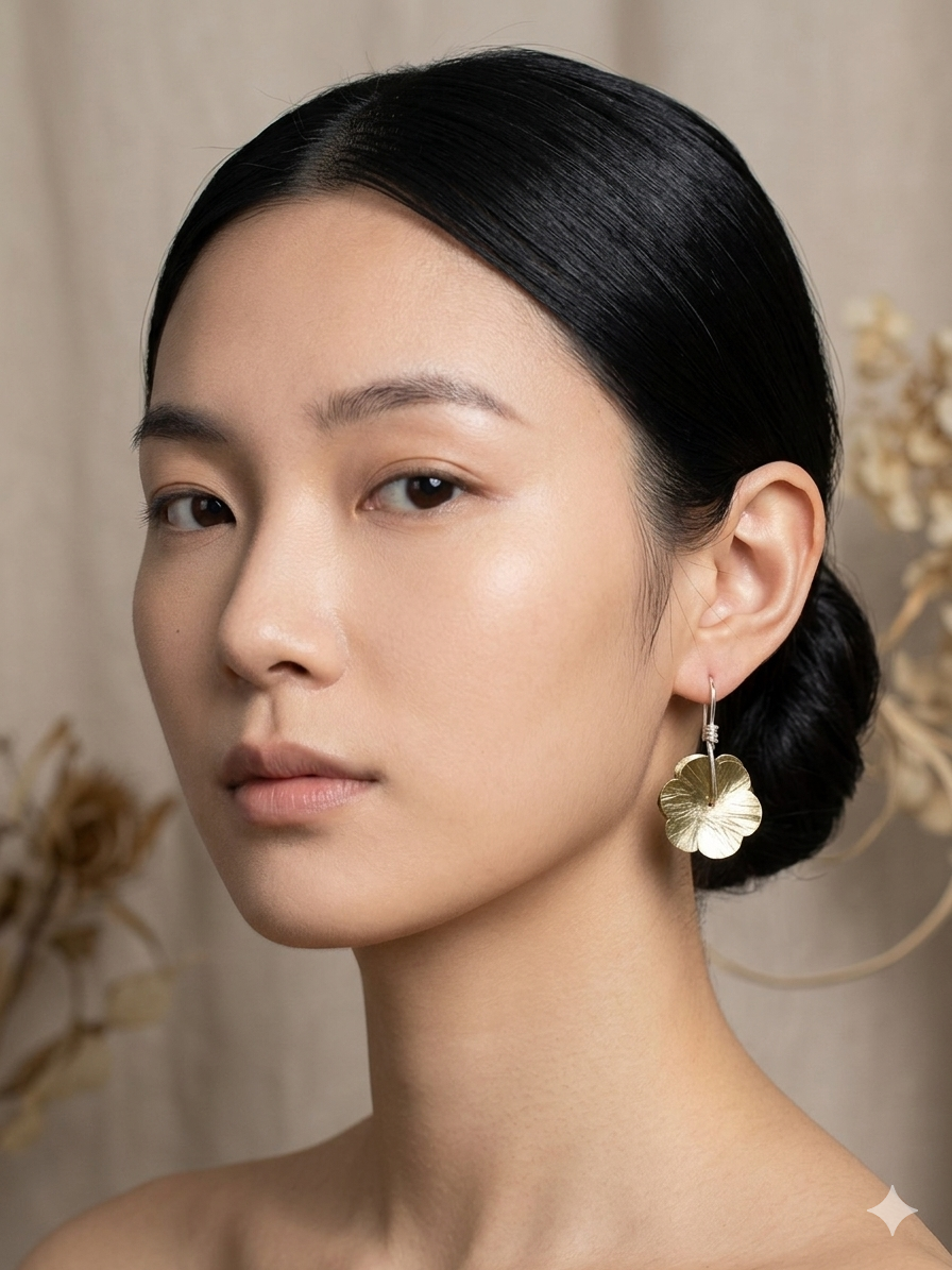 Brass flower earrings. Handmade