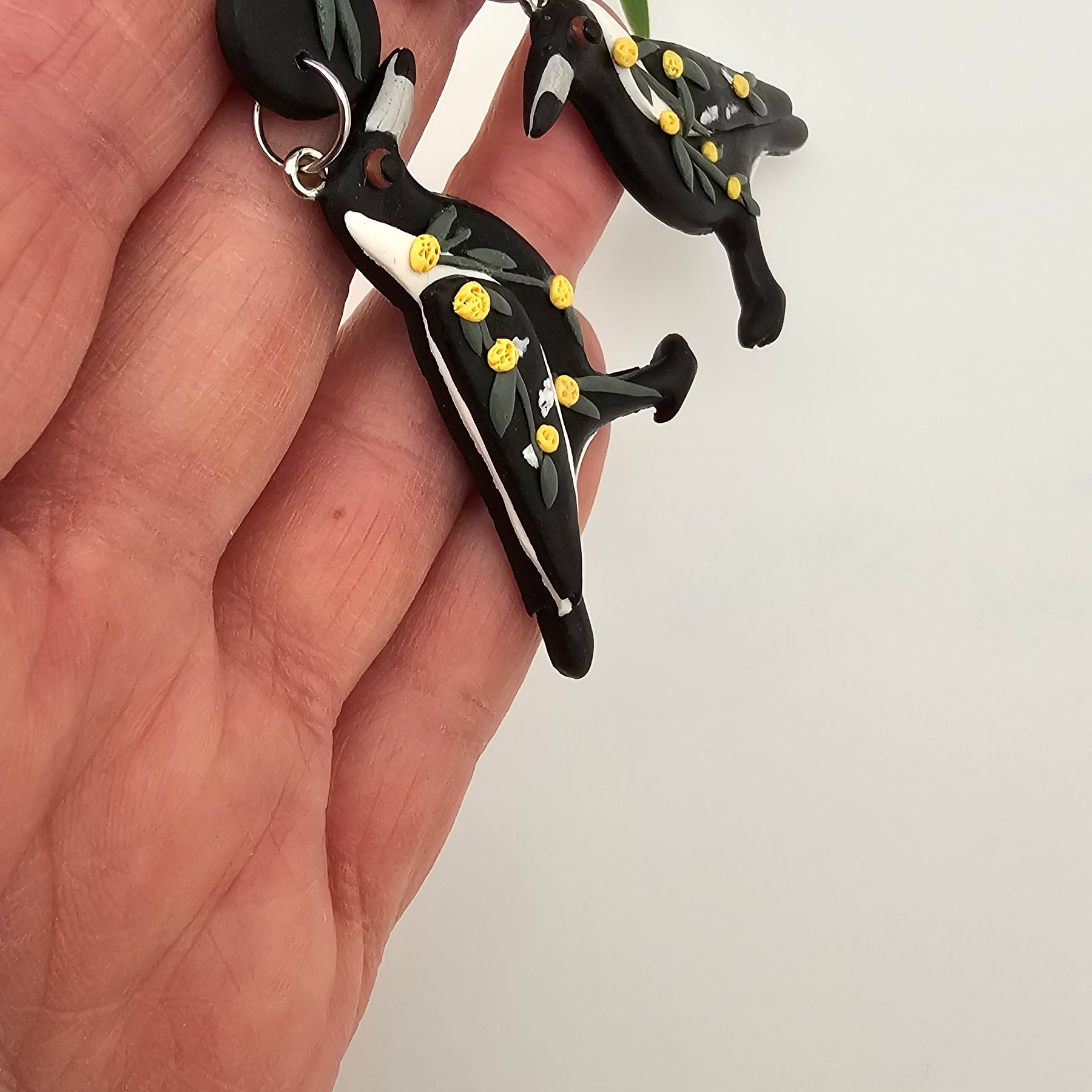 Magpie Earrings, Hand Made Australiana Jewelery.