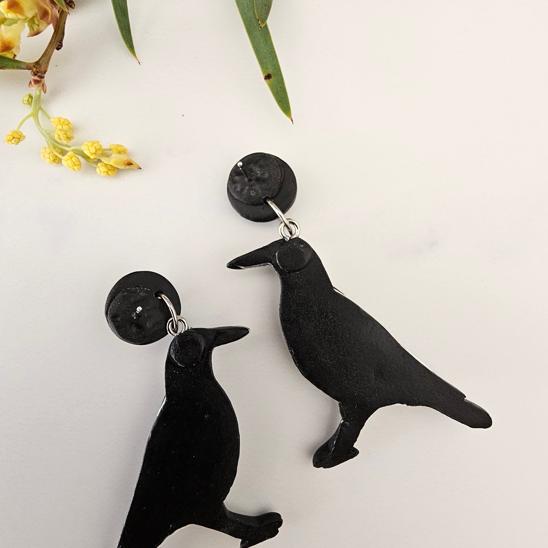 Magpie Earrings, Hand Made Australiana Jewelery.