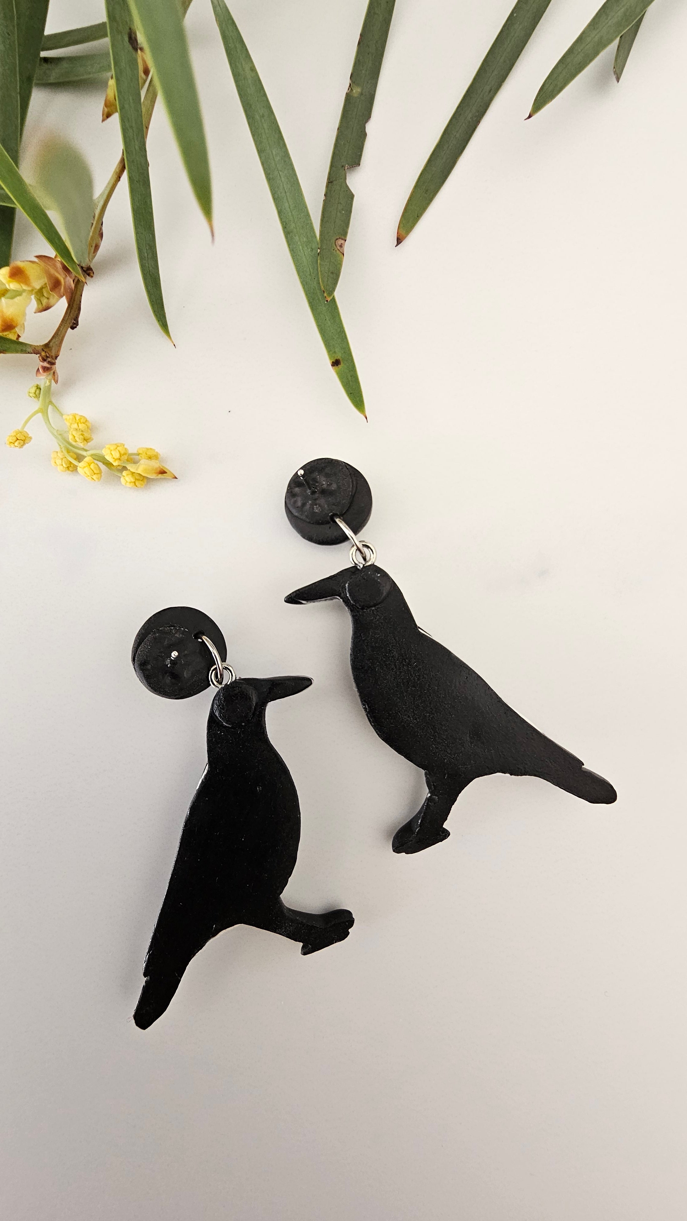 Magpie Earrings, Hand Made Australiana Jewelery.