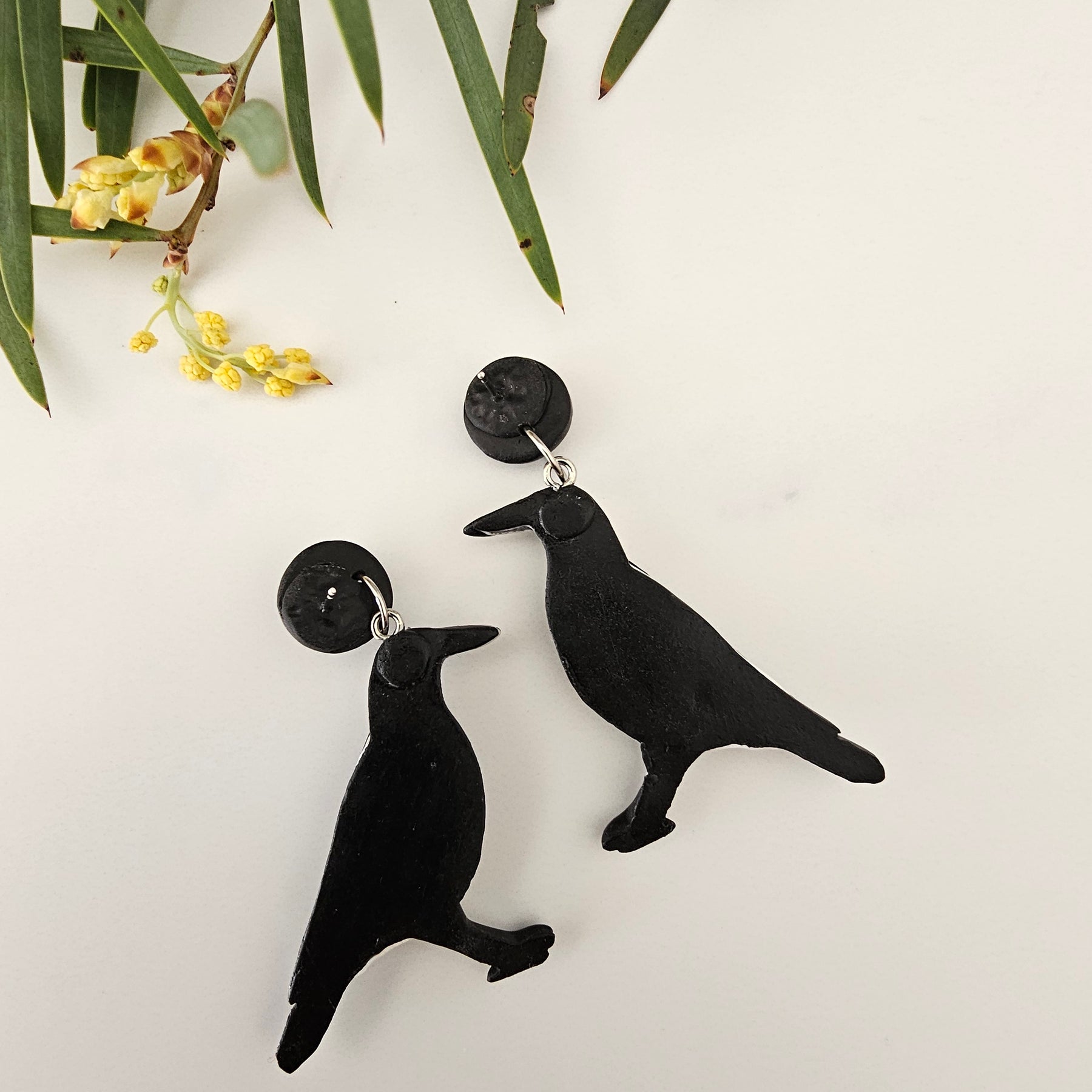 Magpie Earrings, Hand Made Australiana Jewelery.