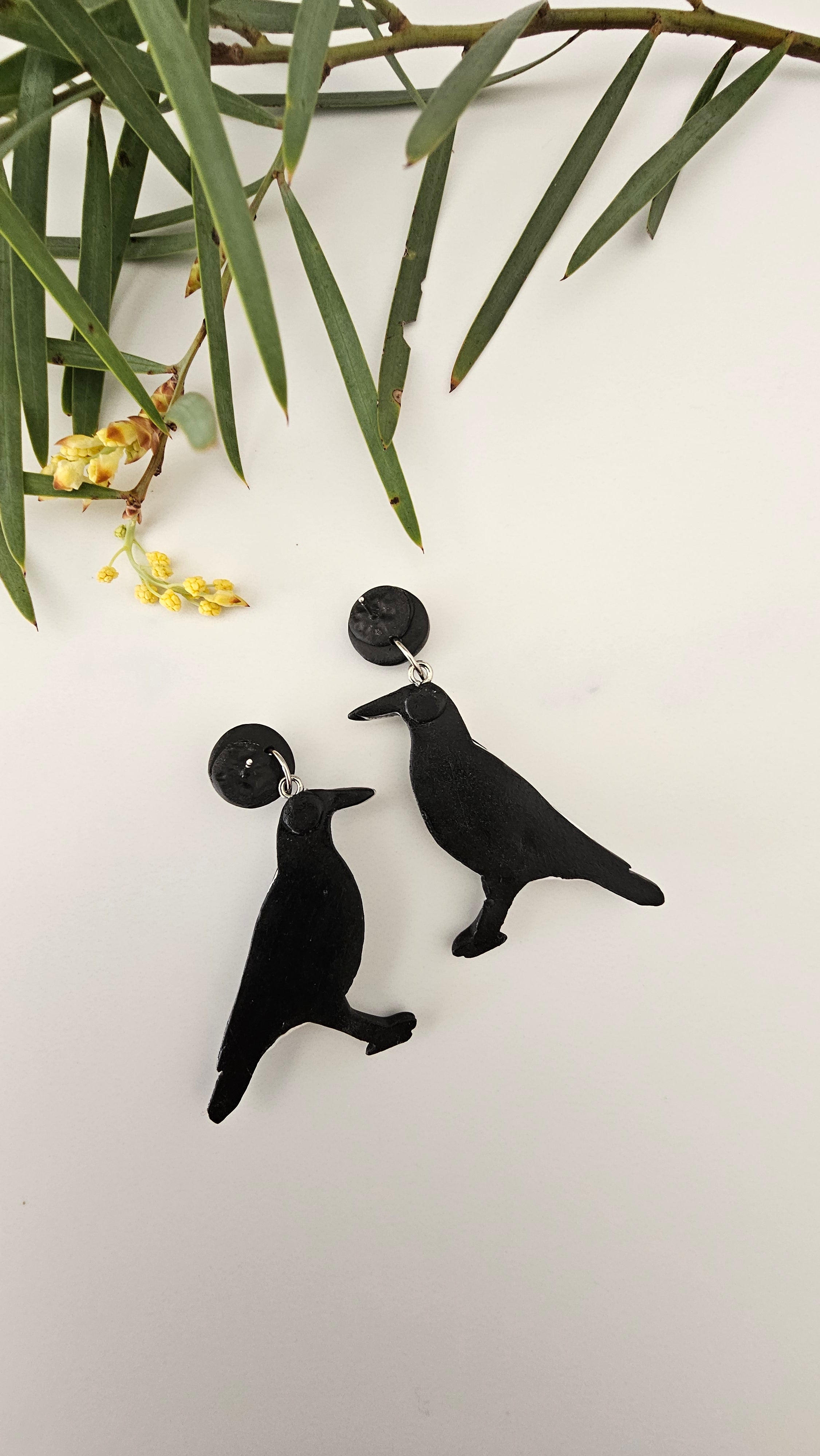 Magpie Earrings, Hand Made Australiana Jewelery.
