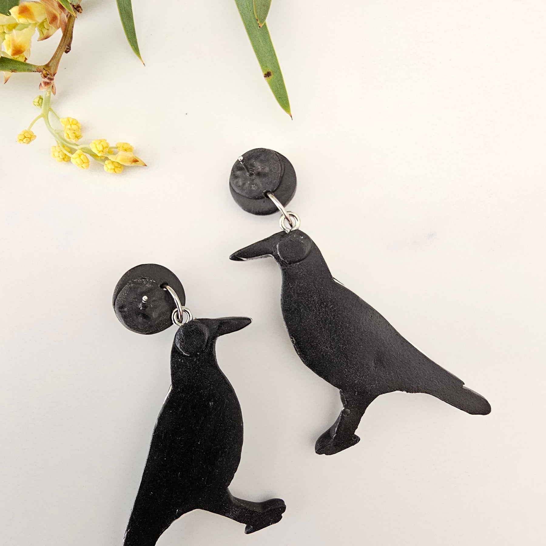 Magpie Earrings, Hand Made Australiana Jewelery.