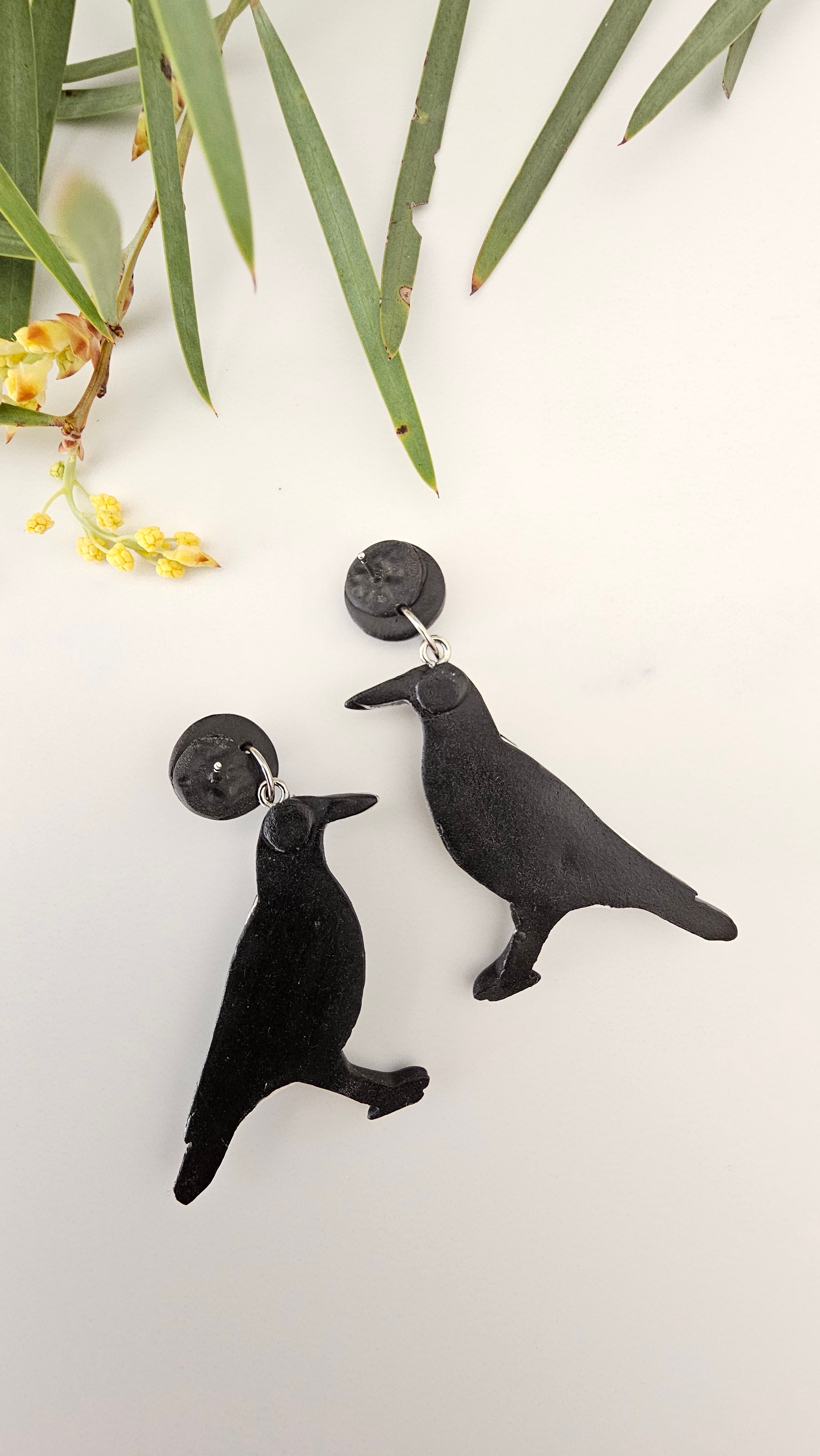 Magpie Earrings, Hand Made Australiana Jewelery.
