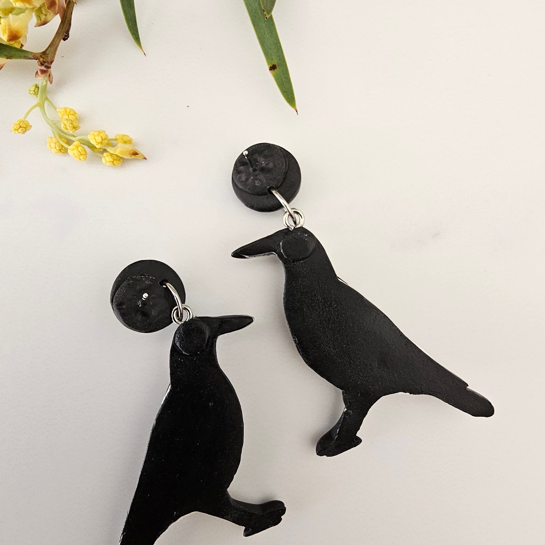 Magpie Earrings, Hand Made Australiana Jewelery.